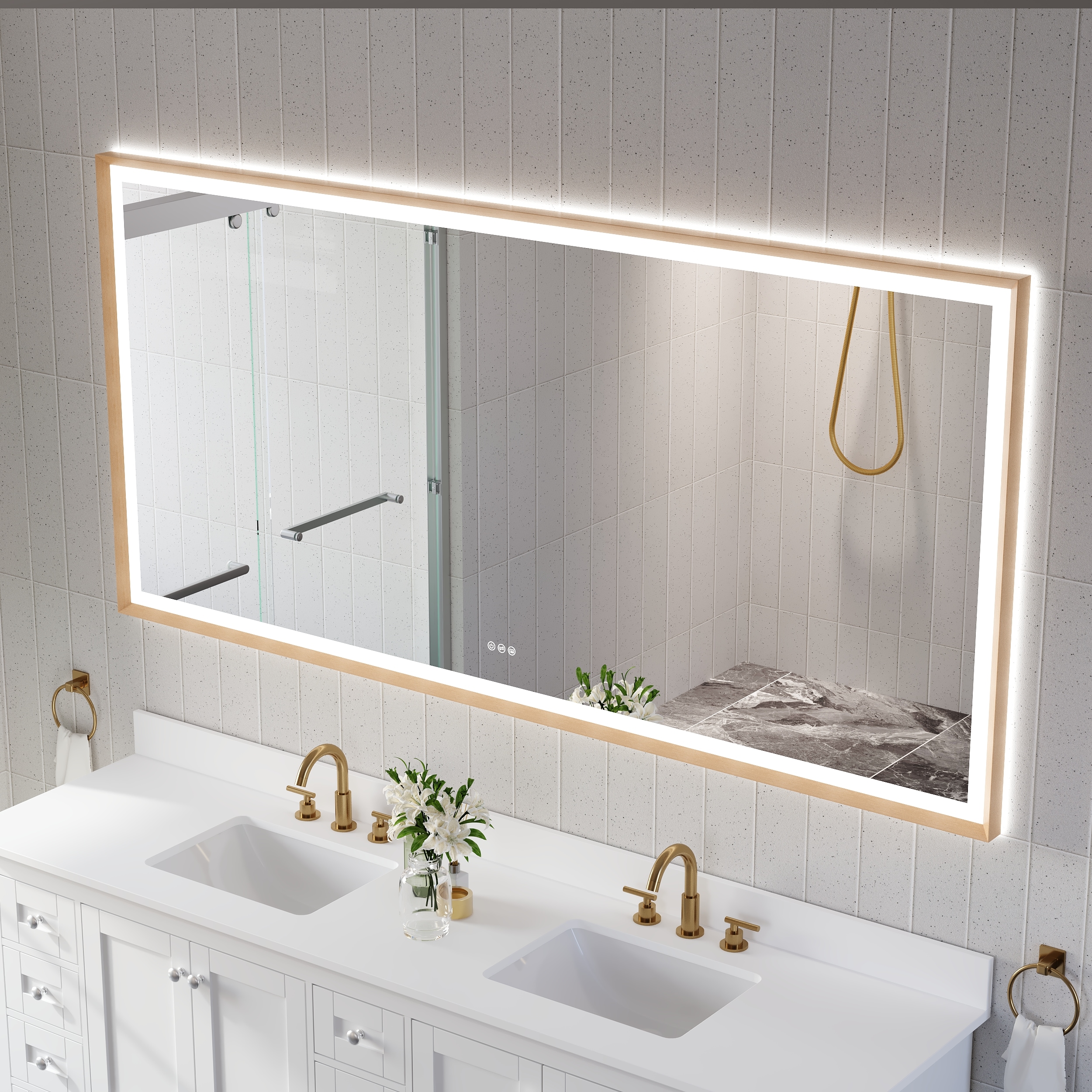 WELLFOR W6FM8440BG Framed-Bath-Mirrors - View #5