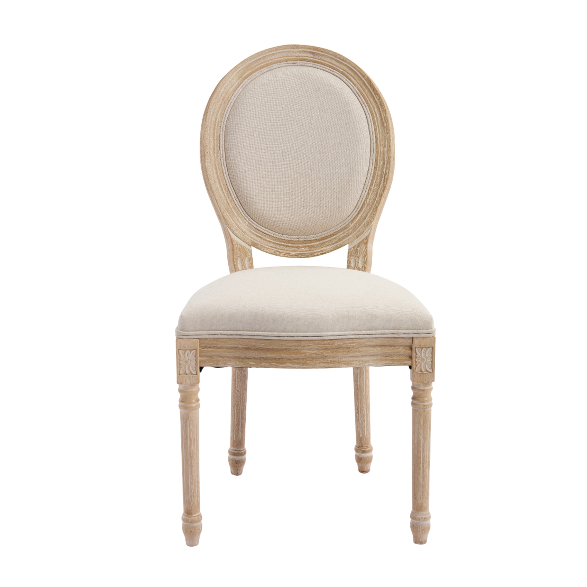 SINOFURN SYA290019BN Set of 2 Rustic Linen Upholstered Dining side chair ( Wood Frame )