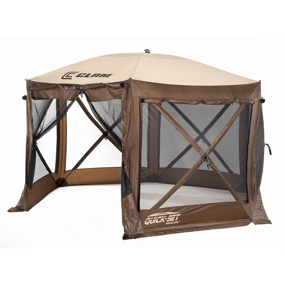 Quick-Set 9882 12.5-ft x 12.5-ft Hexagon Brown/Tan Pop-up Canopy