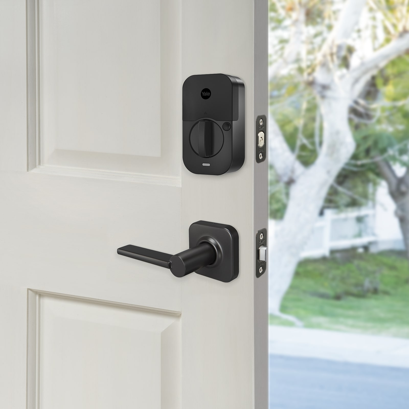Yale Assure Valdosta Black Suede Wifi Bluetooth Single Cylinder  Electronic Handleset Lighted Keypad Touchscreen Smart Lock in the  Electronic Door Locks department at