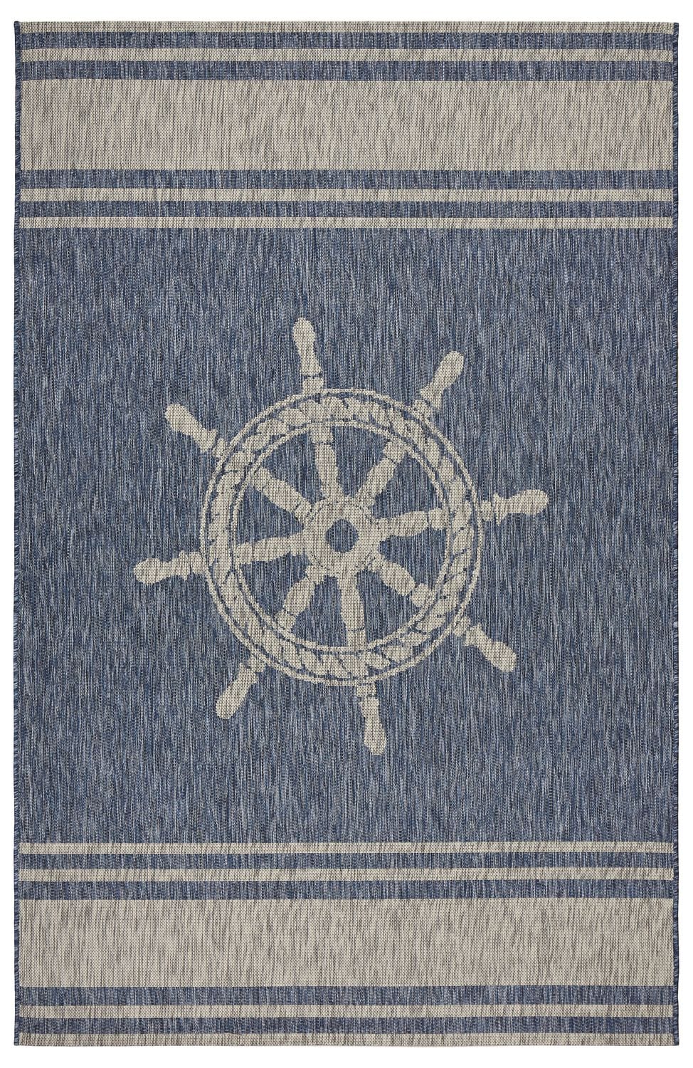 Nautical Gray and Blue Synthetic 5' x 7' Area Rug