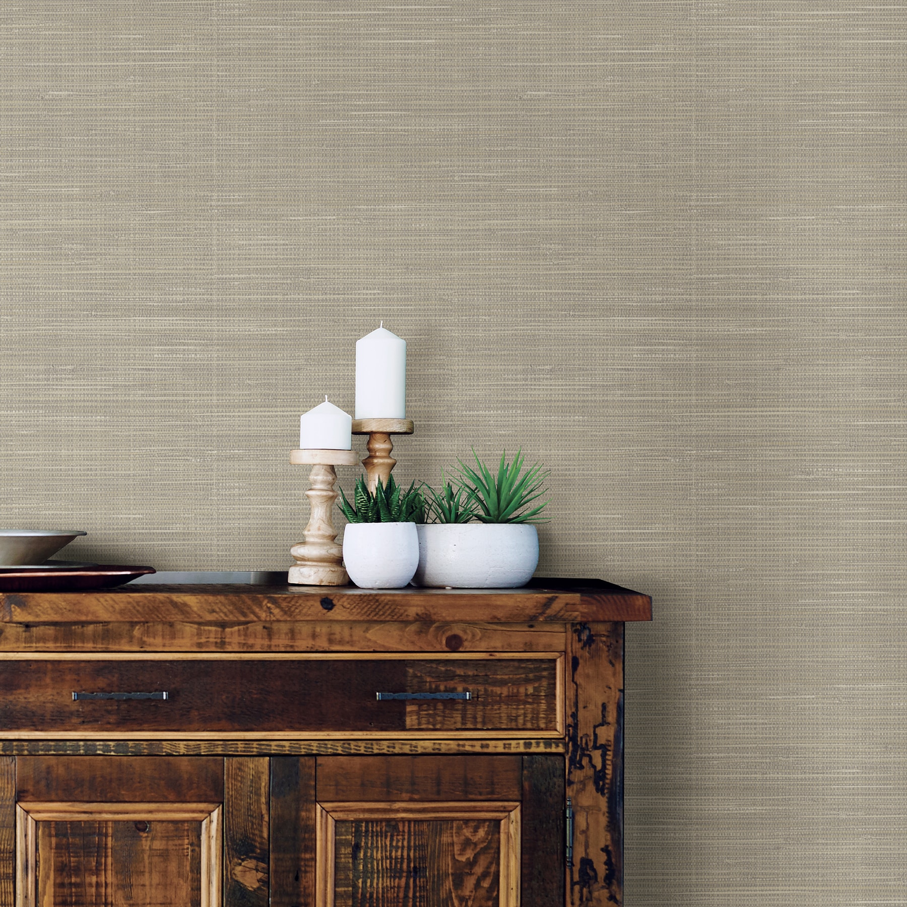 NuWallpaper 30.75-sq ft Brown Vinyl Textured Grasscloth 3D Self ...