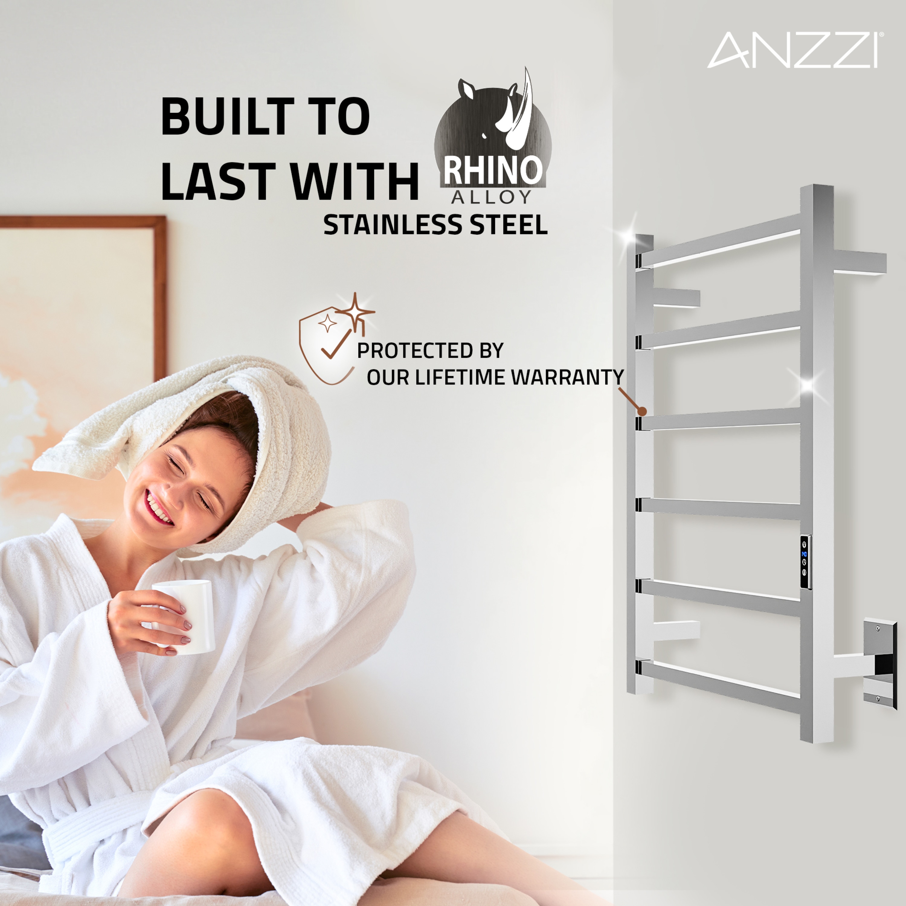 Charles Series Polished Chrome Stainless Steel Wall Mounted Towel Warmer