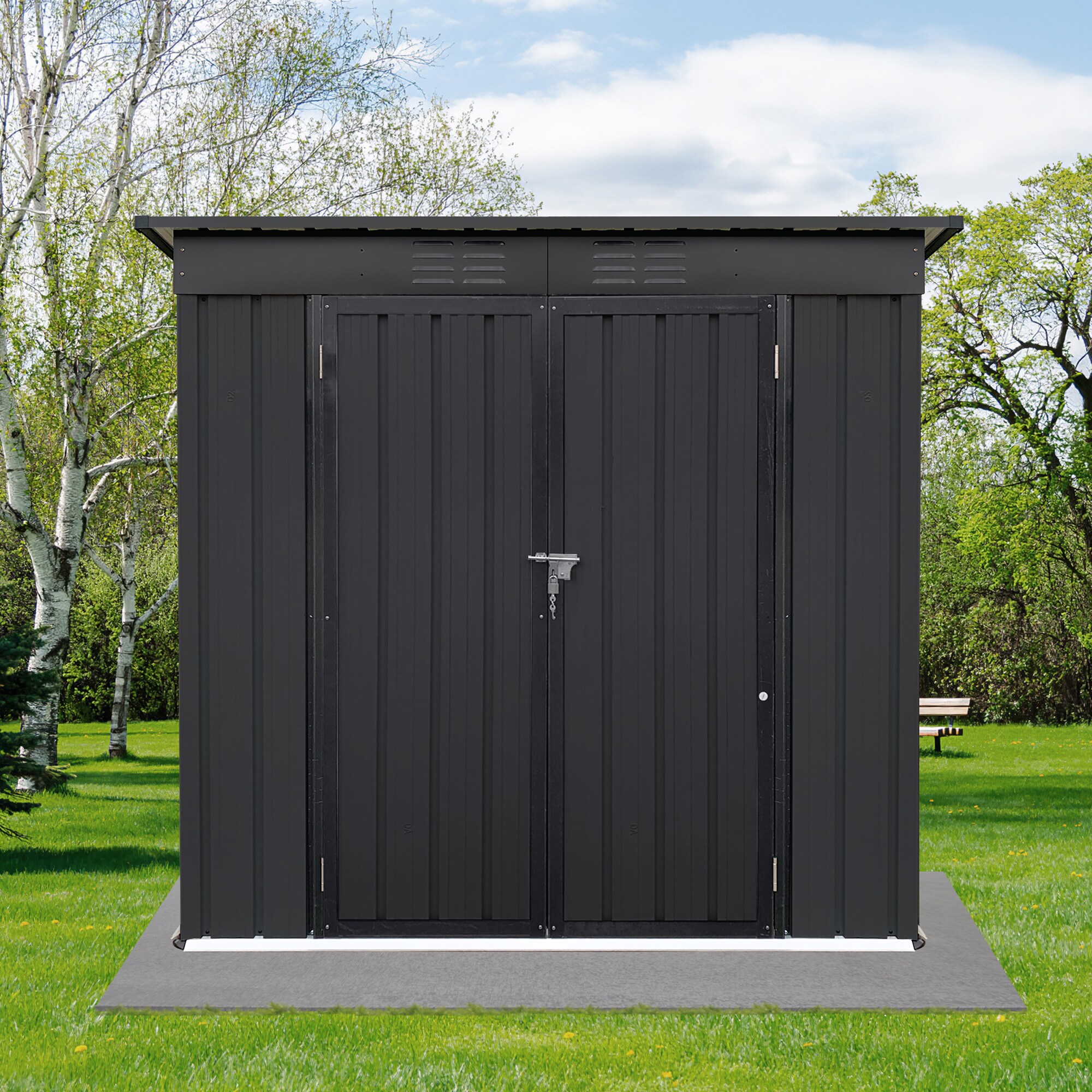 Gaierptone 4-ft x 6-ft Metal Storage Shed Galvanized Steel Storage Shed ...