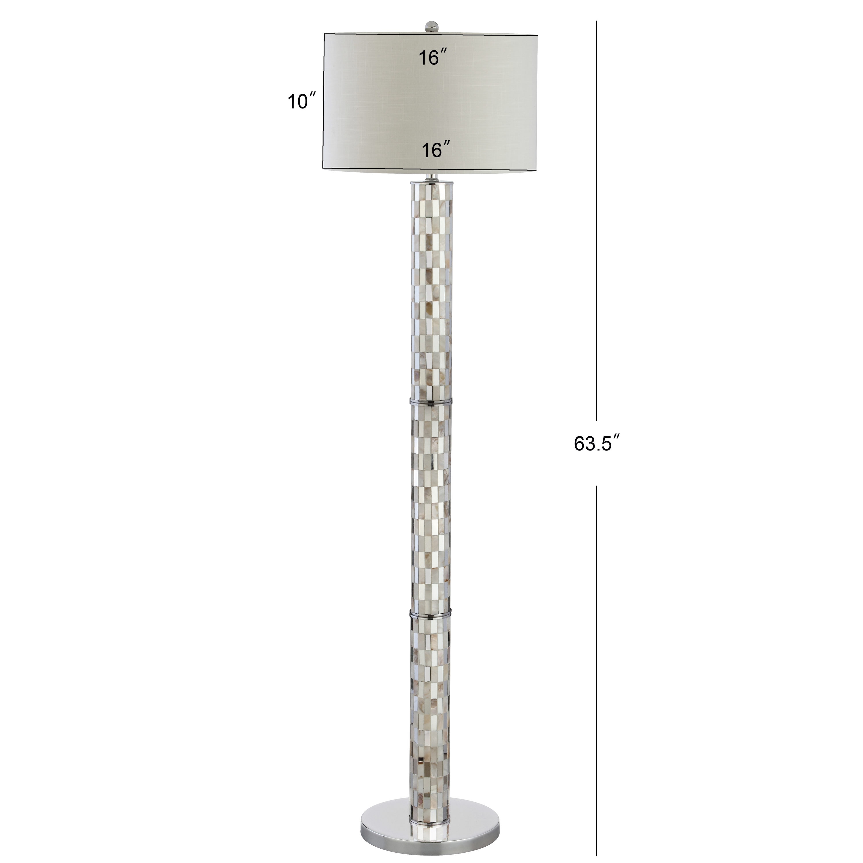 Liam 63.5" Seashell Mosaic LED Floor Lamp with White Linen Shade