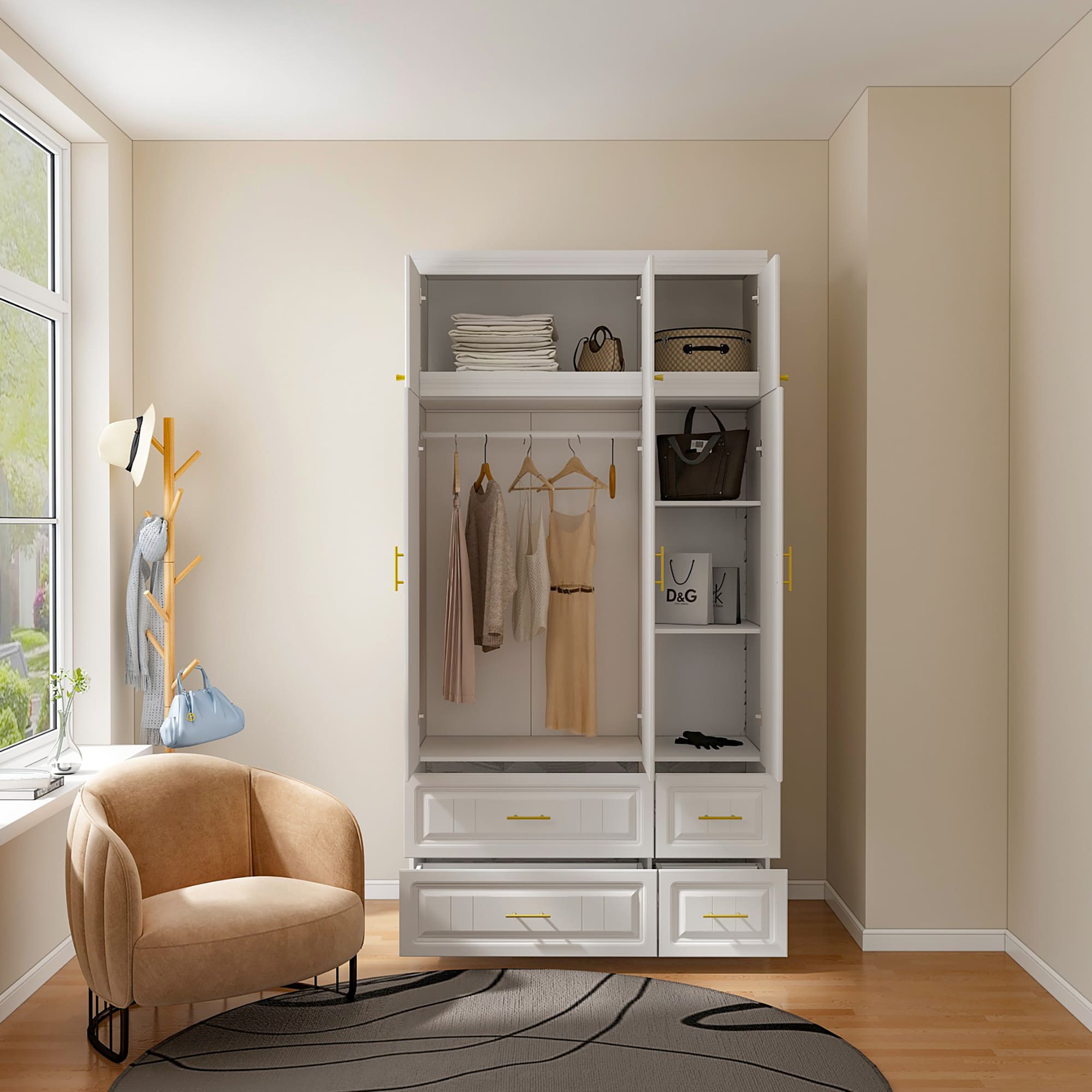 FUFU&GAGA H0023-01+02+03 Modern Wardrobe White Armoire