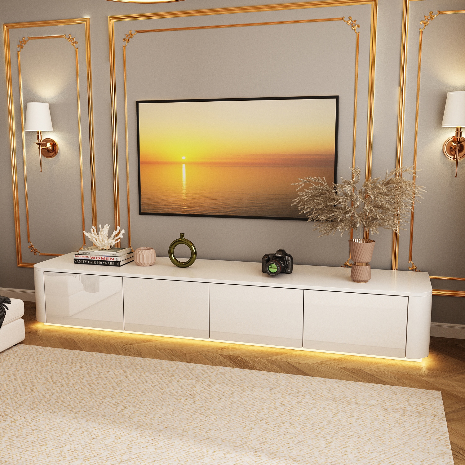 FUFU&GAGA KF260115-01 Modern/Contemporary Grey TV cabinet Integrated TV Mount ( Accommodates TVs up to 70-in )