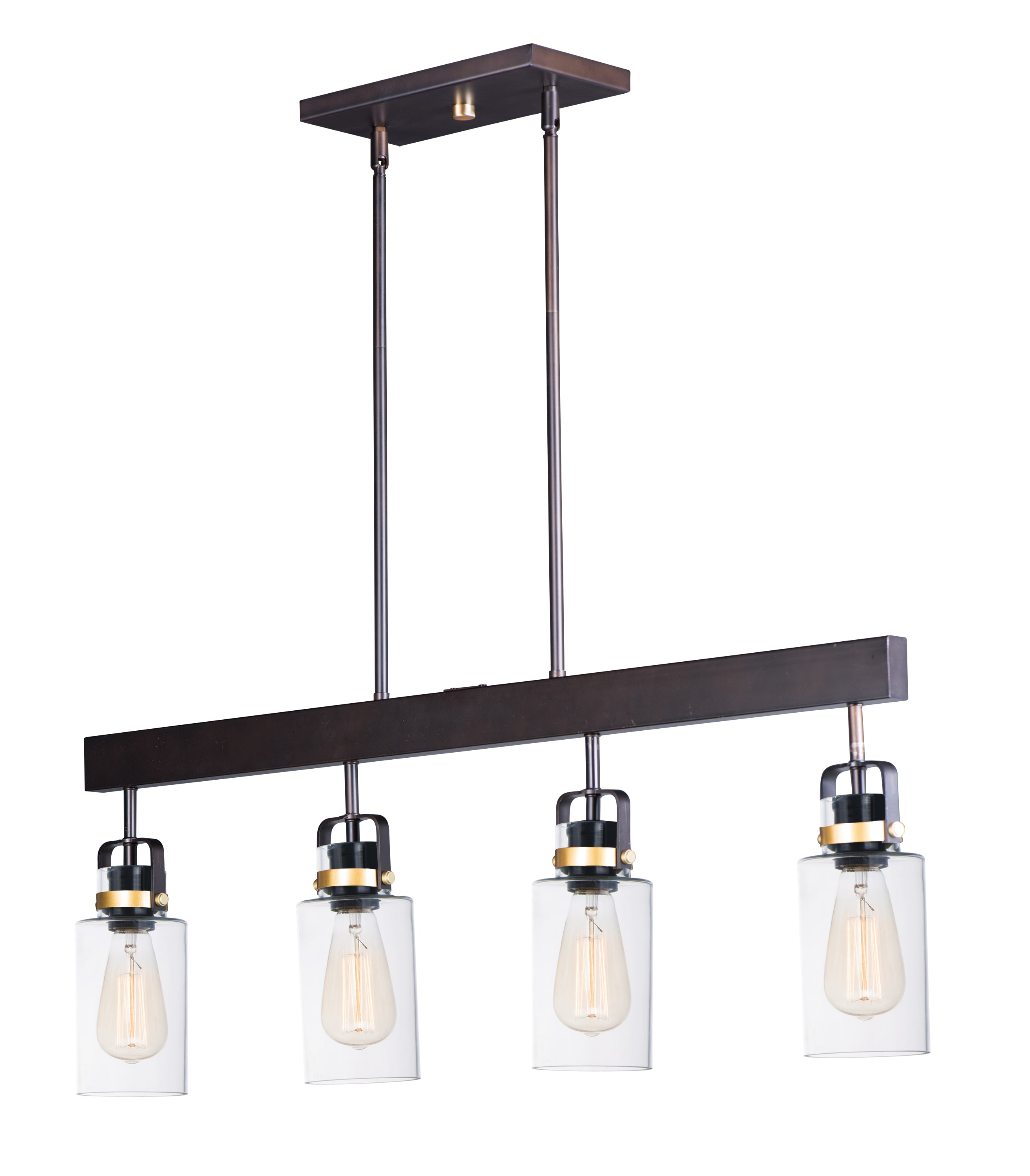 Maxim Lighting 30176CLBZGLD Magnolia 4 -Light Bronze/Gold Transitional Clear glass Cylinder Mini Hanging Pendant light