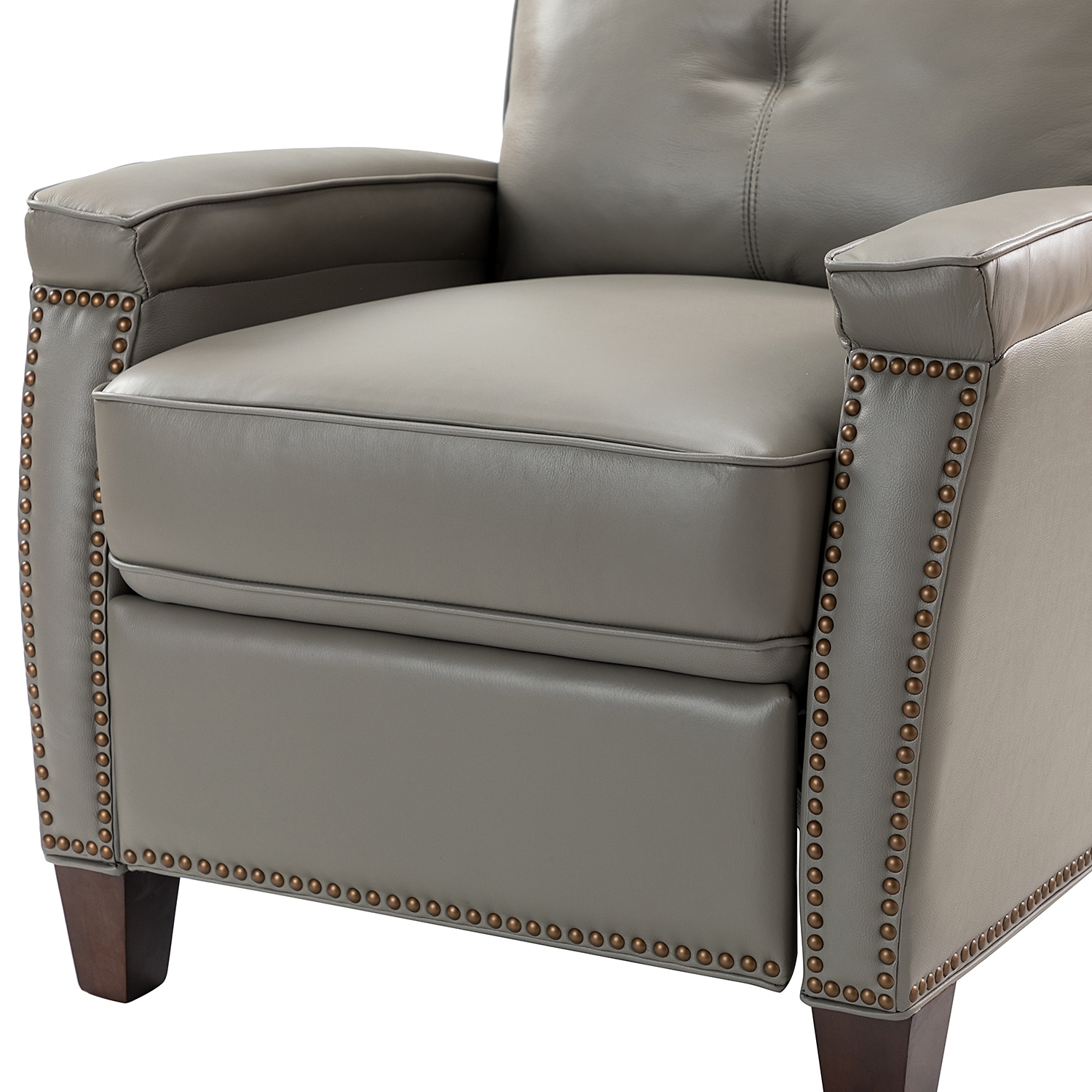 14 Karat Home Dove Leather Upholstered Tufted Recliner in the