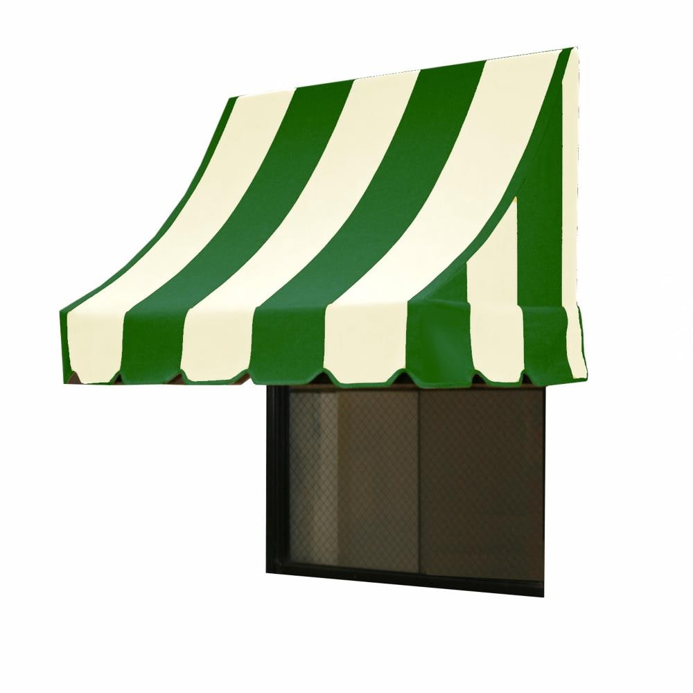 Awntech NT22-3FW Nantucket 40.5-in Wide x 24-in Projection Forest Green/White Solid Fixed Window/Door Awning