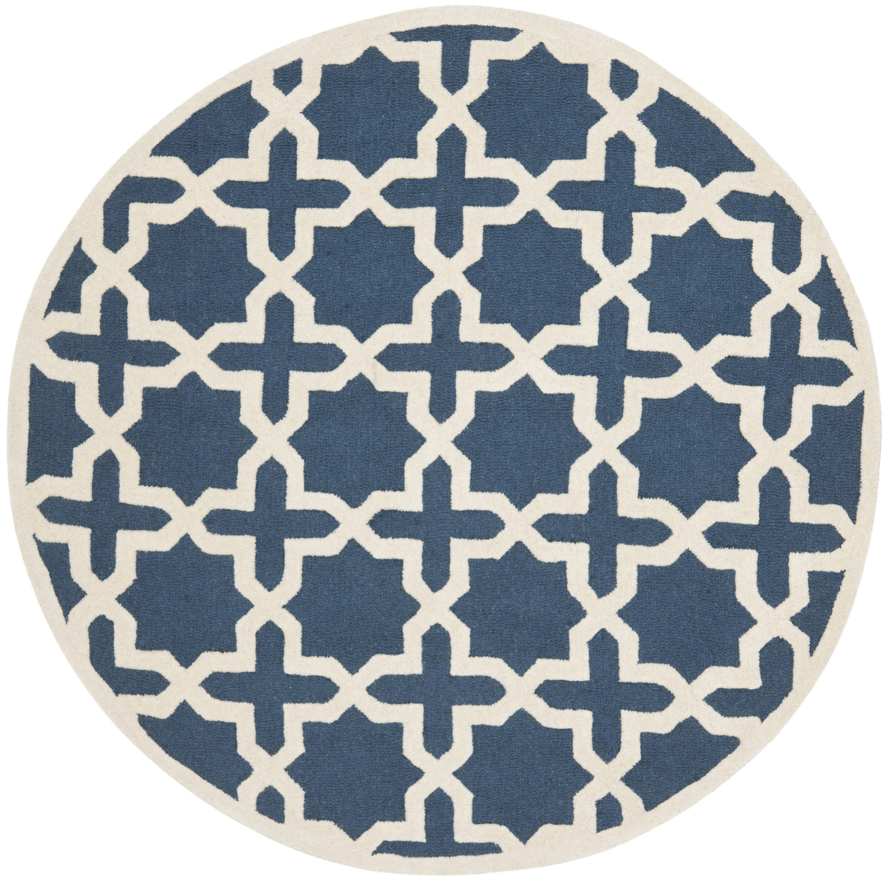Safavieh CAM125G-6R Cambridge Marakesh 6 x 6 (ft) Tufted Wool Navy Blue/Ivory Round Indoor Abstract Area rug