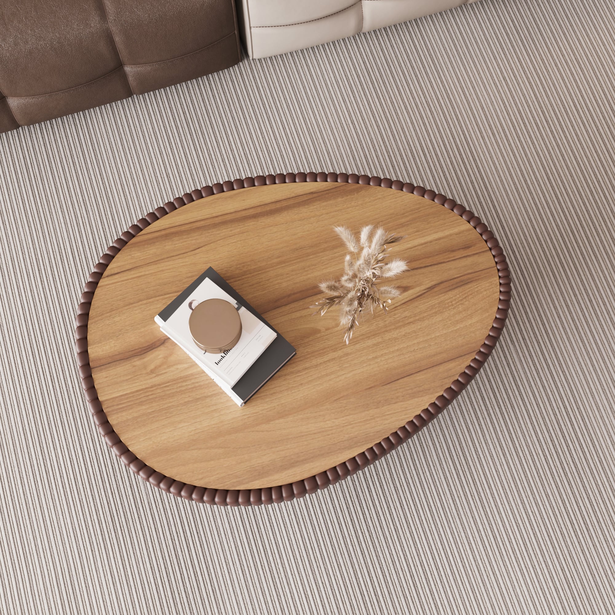 GDFStudio Indoor Modern 32.1-in Wood Sintered Stone Coffee Table with ...