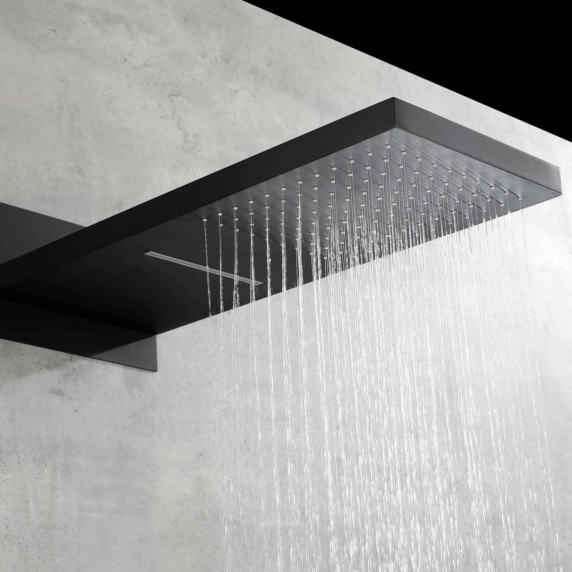 Mondawe Matte Black Waterfall Built-In Shower System With 2-way ...