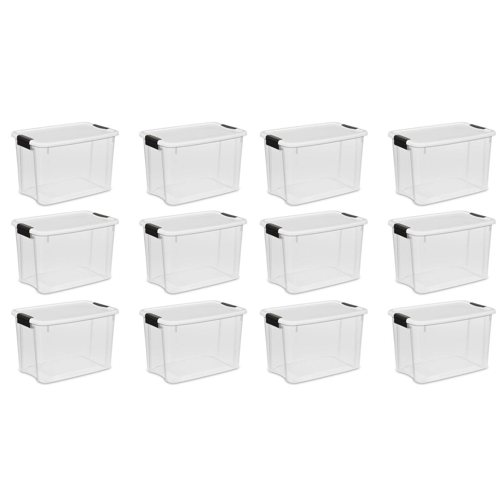 Sterilite 100171 12 -Pack Medium 7.5 -Gallons ( 30 -Quarts ) Clear - 30 Quart Stackable Tote with Latching Lid
