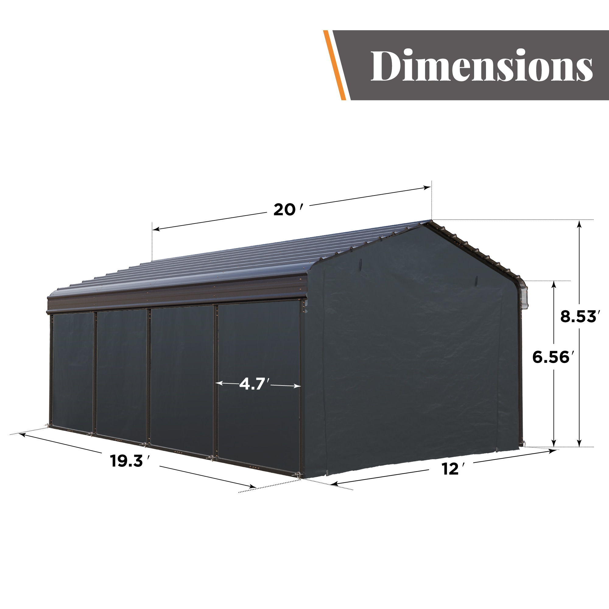 Sunshine Valley GA220-1220-SW Carport-Covers - View #4