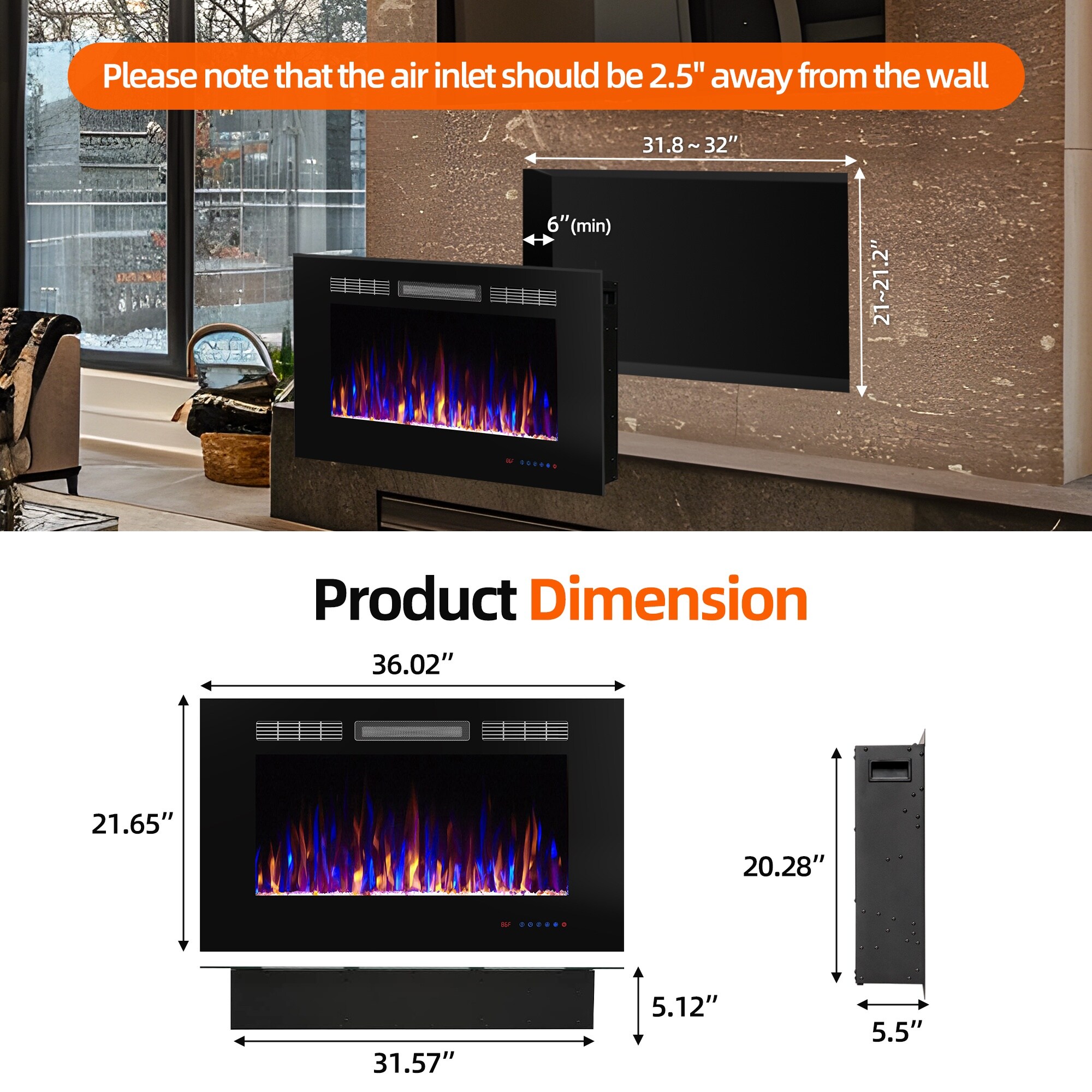 EdenDirect LW-EF36 Electric-Fireplaces - View #9