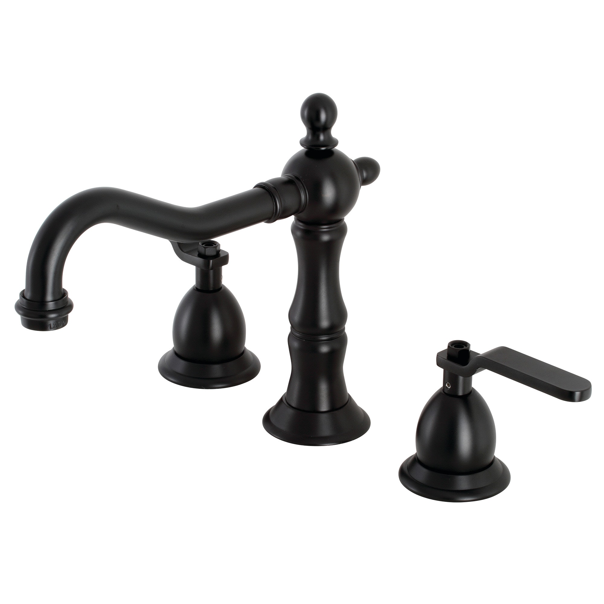 Kingston Brass WLKS1970KL Whitaker Matte black Widespread 2-handle Mid-arc Residential Handle Bathroom Sink Faucet with Drain