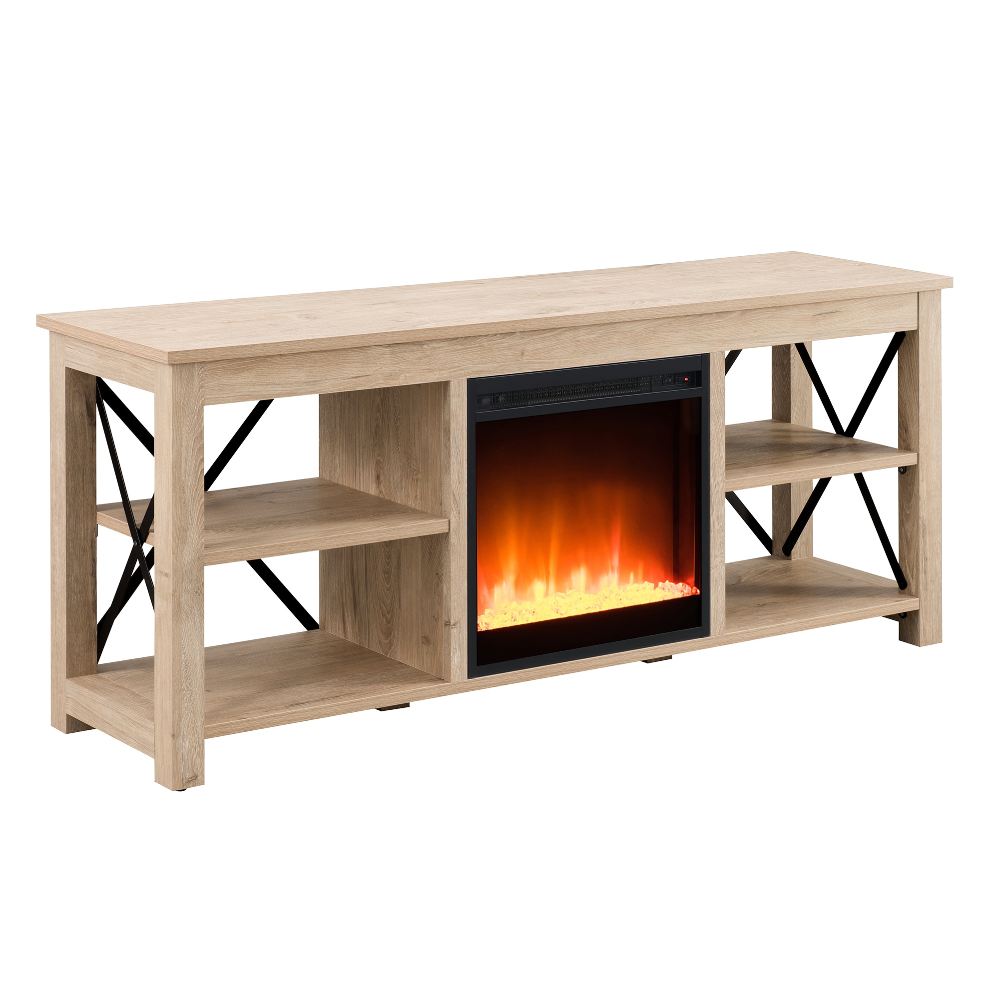 Hailey Home TV1489 Sawyer Farmhouse/Rustic White Oak TV stand ( Accommodates TVs up to 70-in )