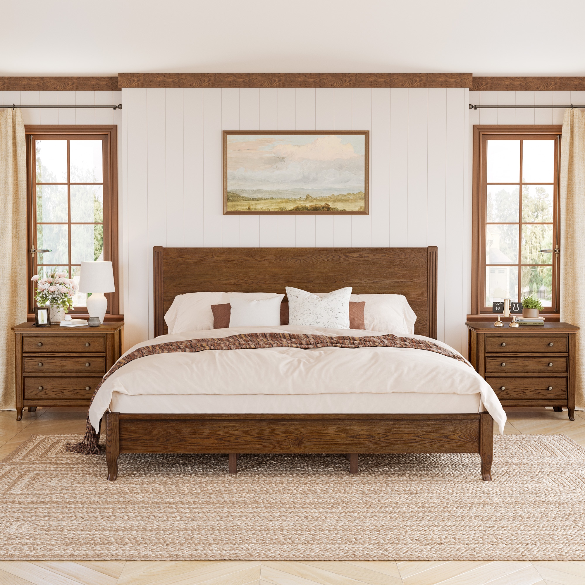Yurevna Solid Wood Bedroom Set in King and Queen Sizes