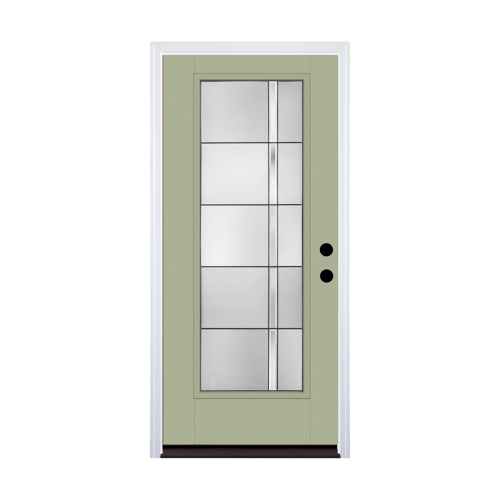 Therma-Tru TT673191 AXIS 36-in x 80-in x 6-9/16-in Fiberglass Full lite Left-hand inswing CYPRESS Painted Prehung Front Door with Brickmould Insulating core