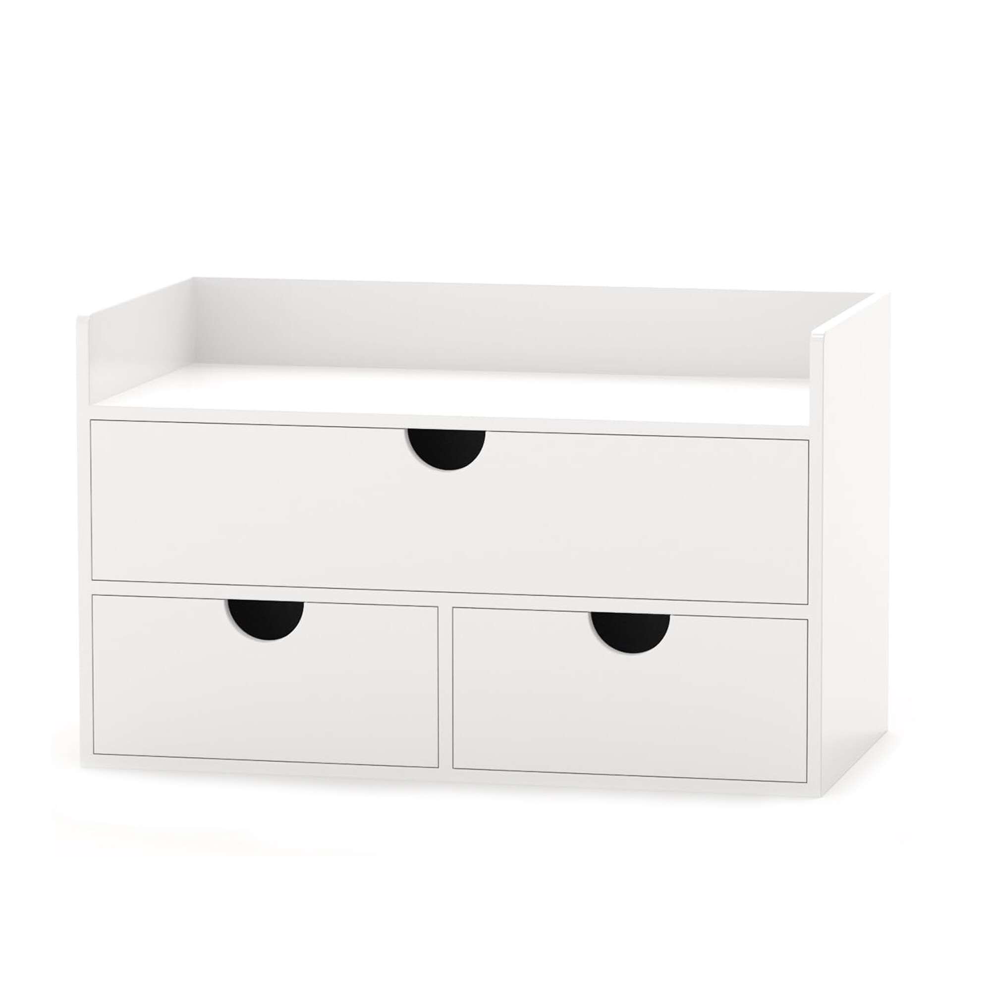 Etokfoks  White 12 99 in x 6 29 in Bamboo Stackable Desk Organizer with Drawers for Office or Home Storage