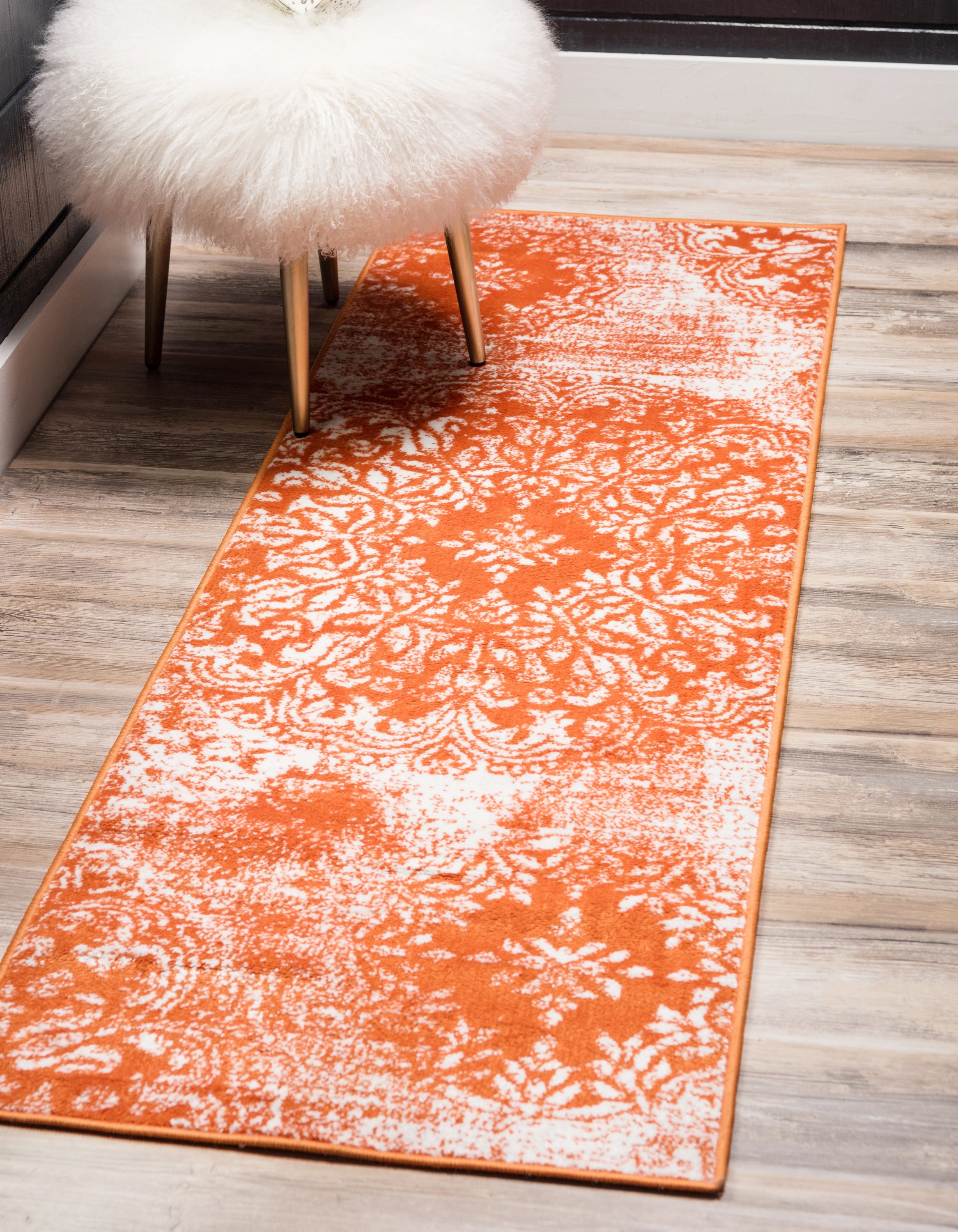 Unique Loom Grand Sofia Orange 2' x 6' 7 Runner Rug