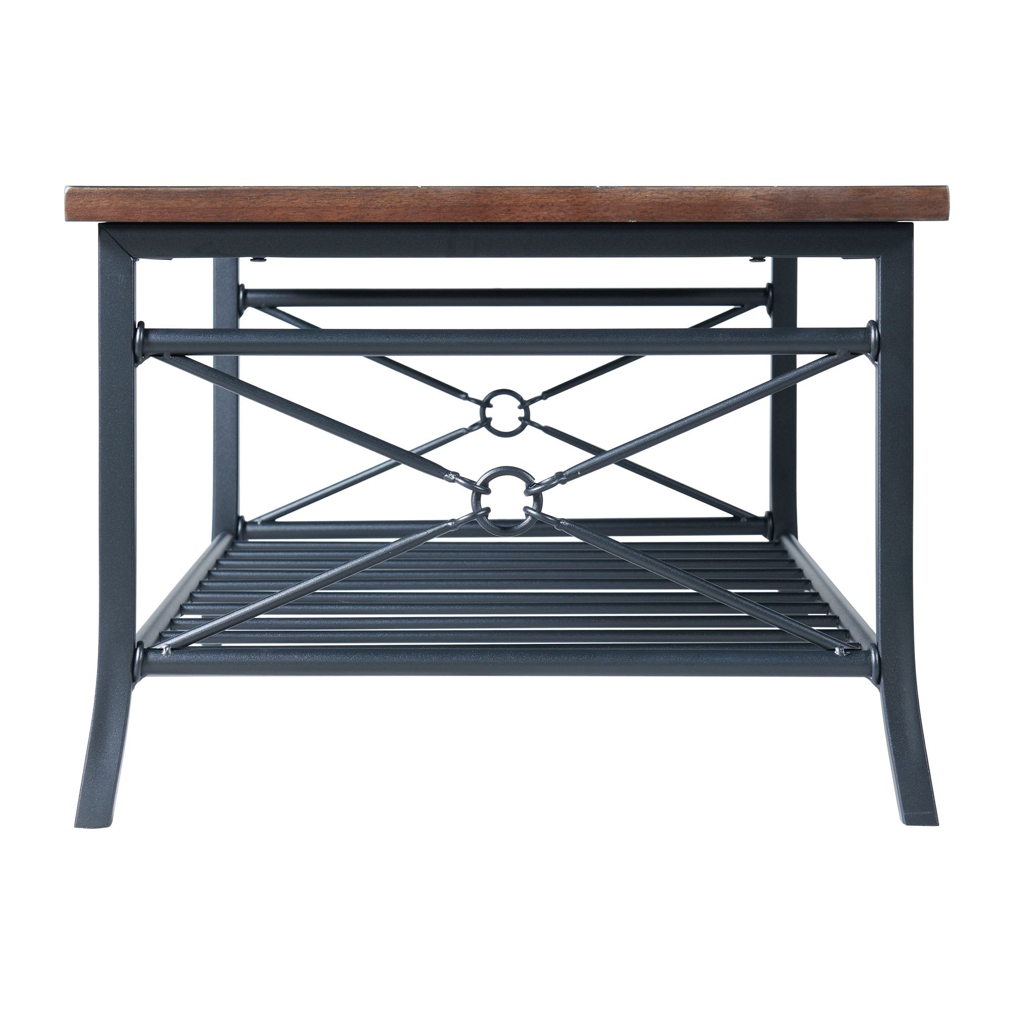Percy Industrial Black and Brown 3-Piece Rectangular Occasional Table Set