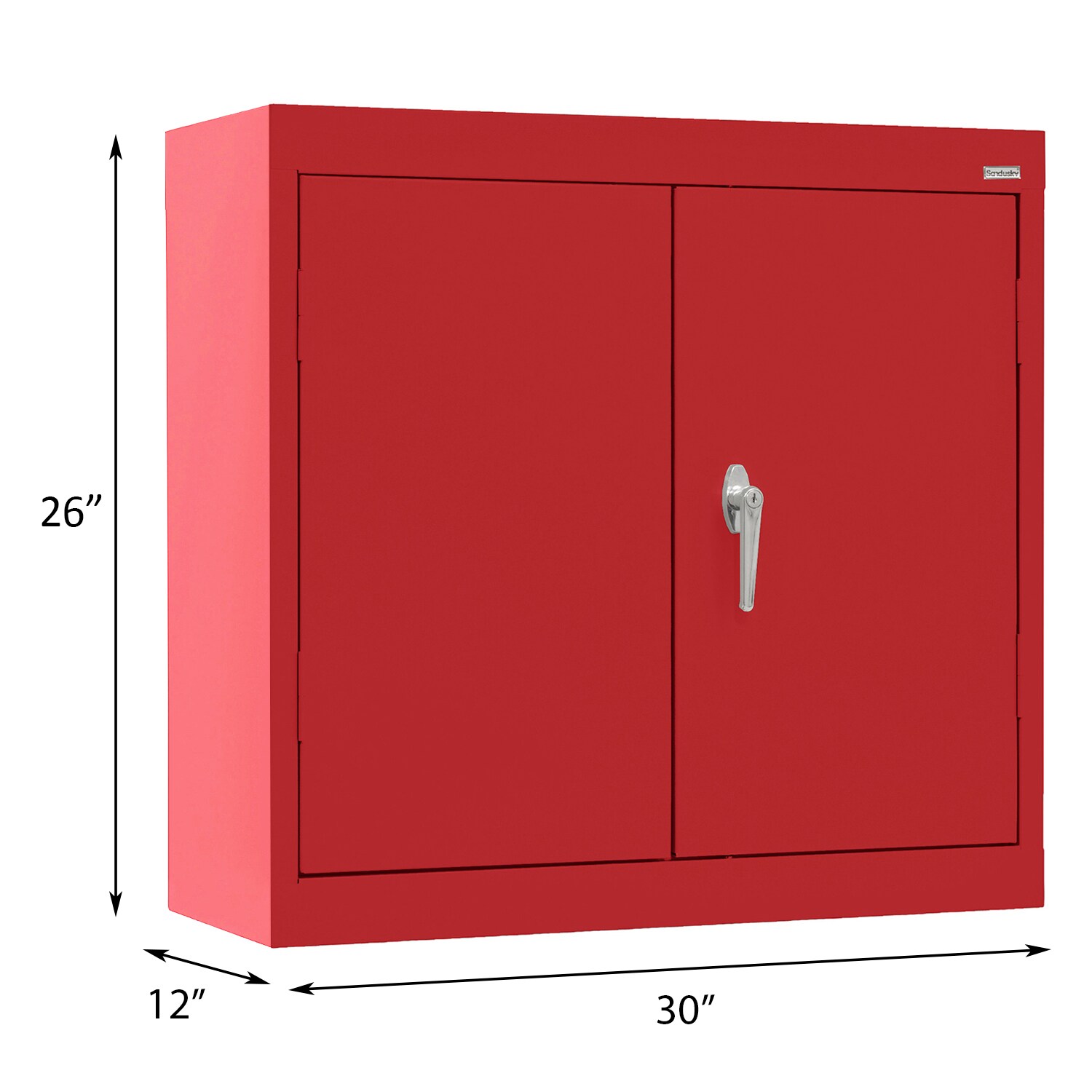 Red Powder-Coated Lockable Office Cabinet with Adjustable Shelves