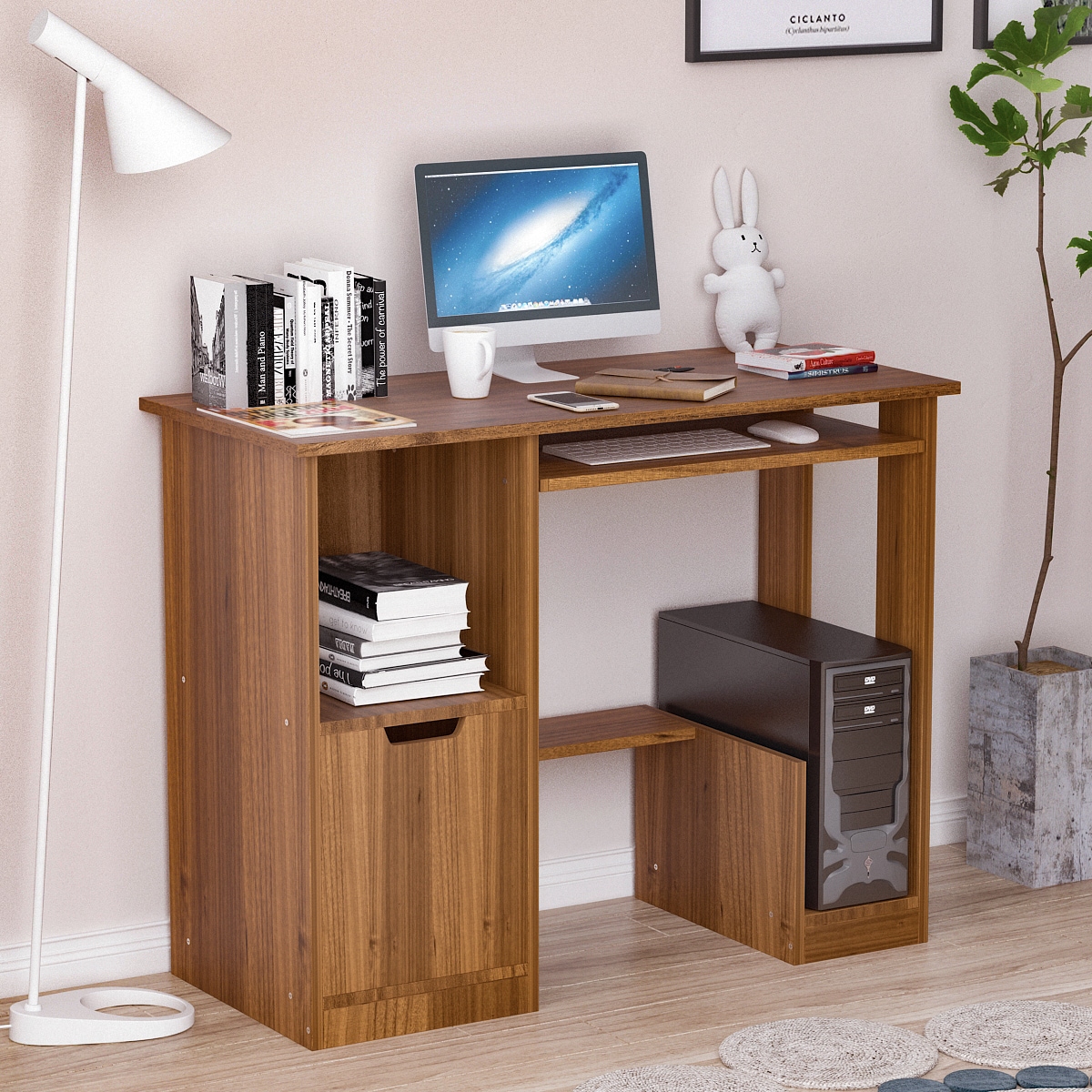 FUFU&GAGA Modern/Contemporary Writing Desk with 2 Drawers, Dark