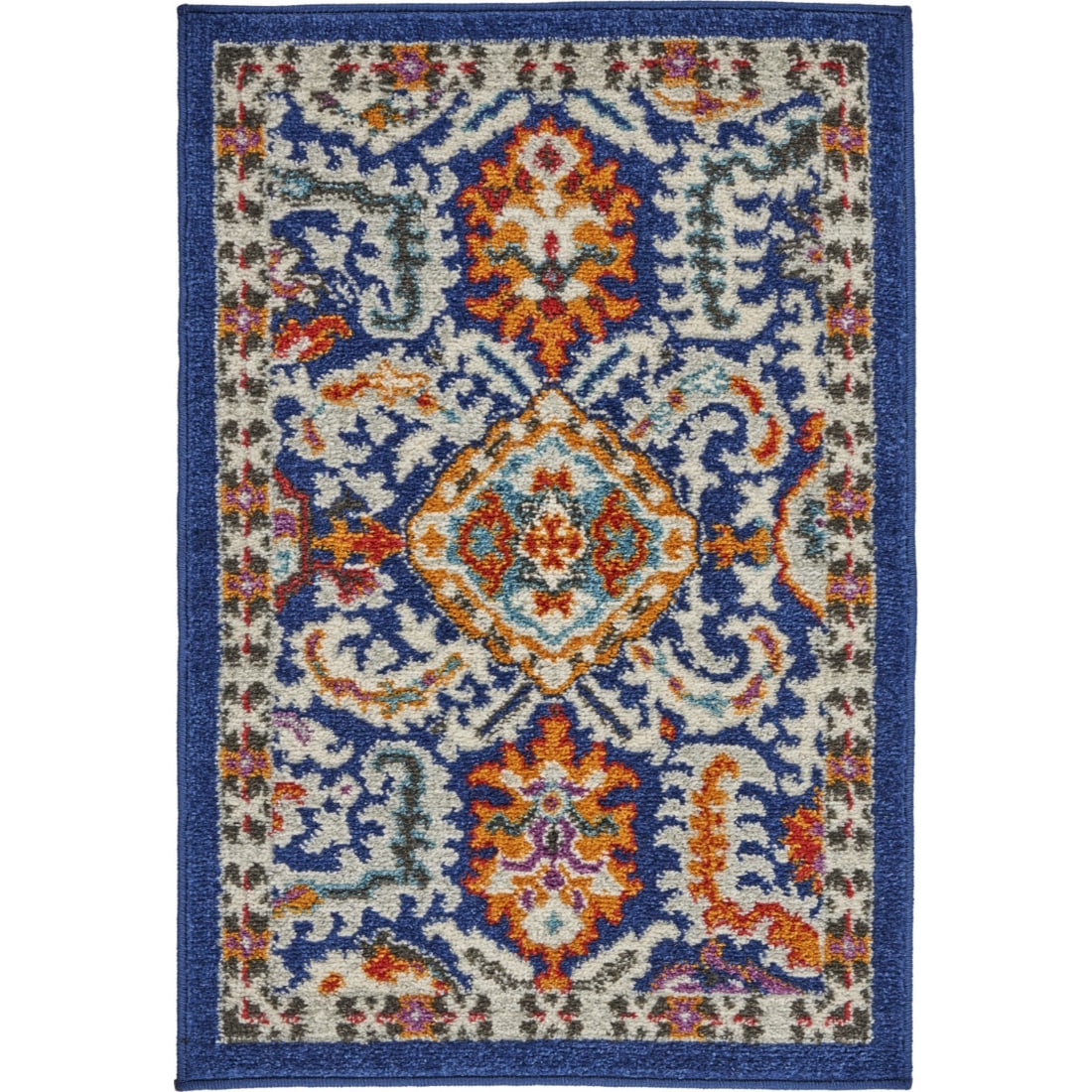 HomeRoots 4000385638 2 x 3 (ft) Loomed Polypropylene Blue Multicolor Rectangular Indoor Area rug