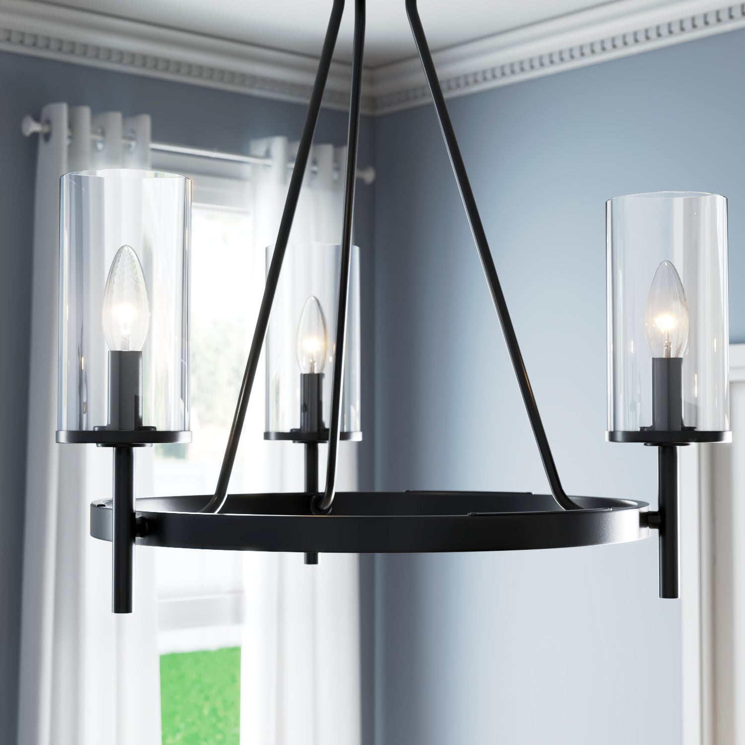 Progress lighting strahan collection 3 offers light chandelier black