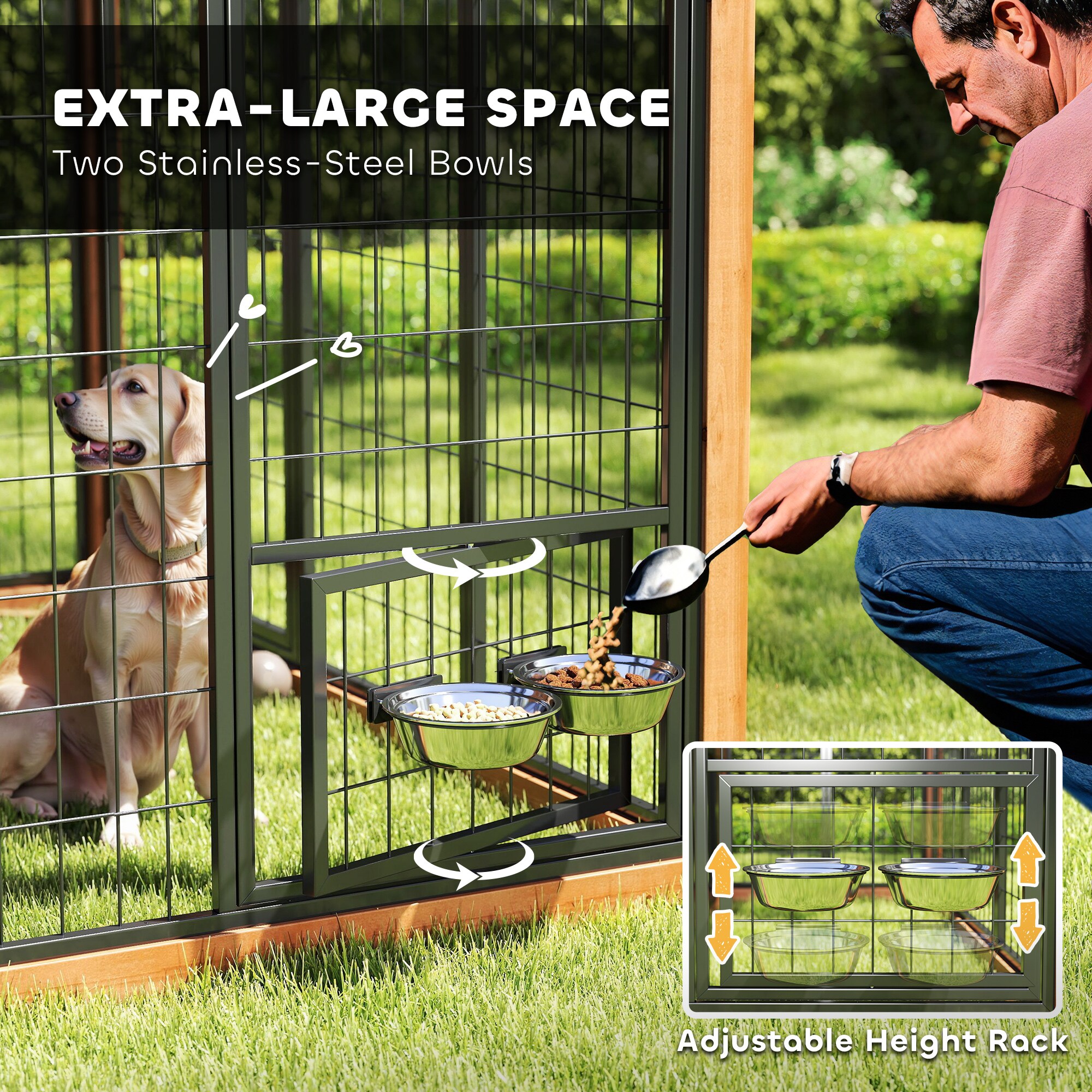 PawHut 7ft by 6ft Extra Large Dog House Wood Outdoor Dog Kennel