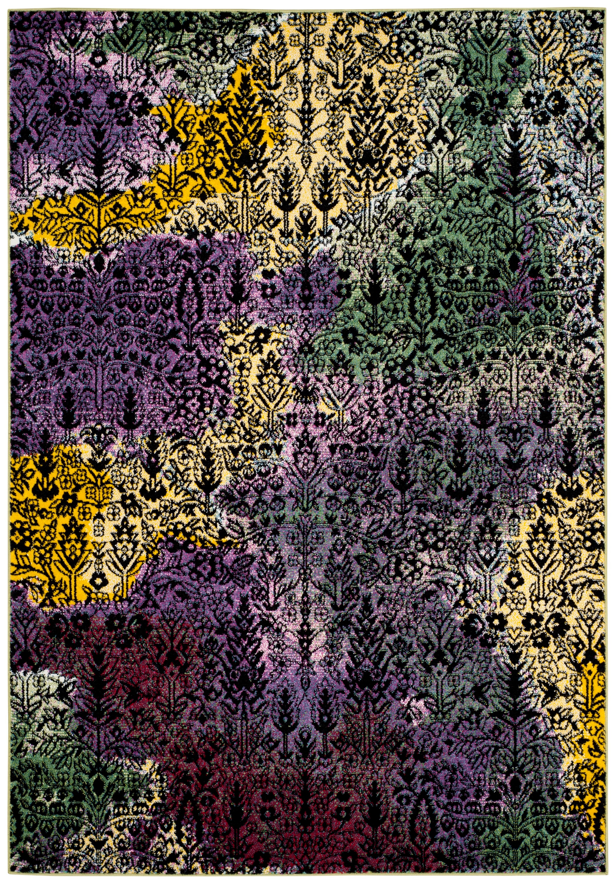 Mid-Century Modern Abstract Synthetic Area Rug, 5'3" x 7'6", Multicolor