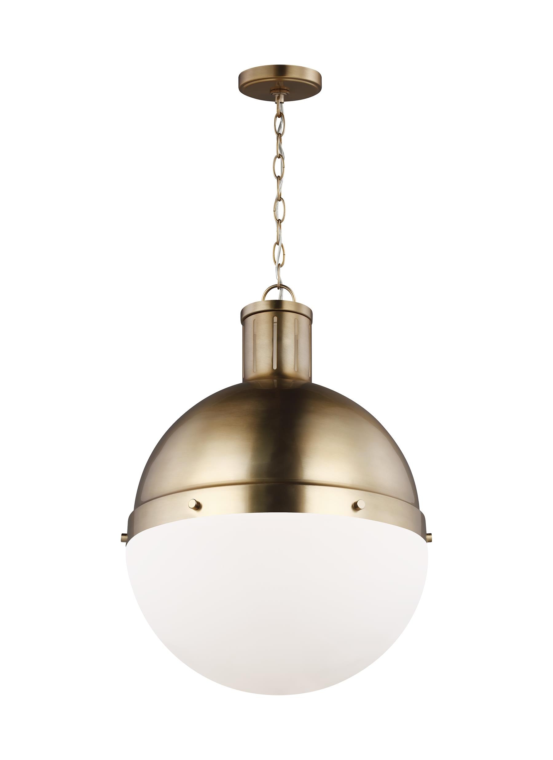 Hanks Satin Brass Globe Pendant with Smooth White Glass Shade