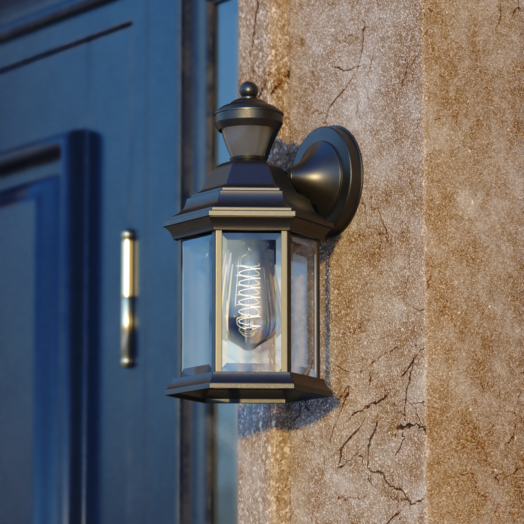 Cascadia T0731 Auburn 1 -Light 12-in H Matte Black Hardwired Motion Sensor Dusk to Dawn Outdoor Wall Light