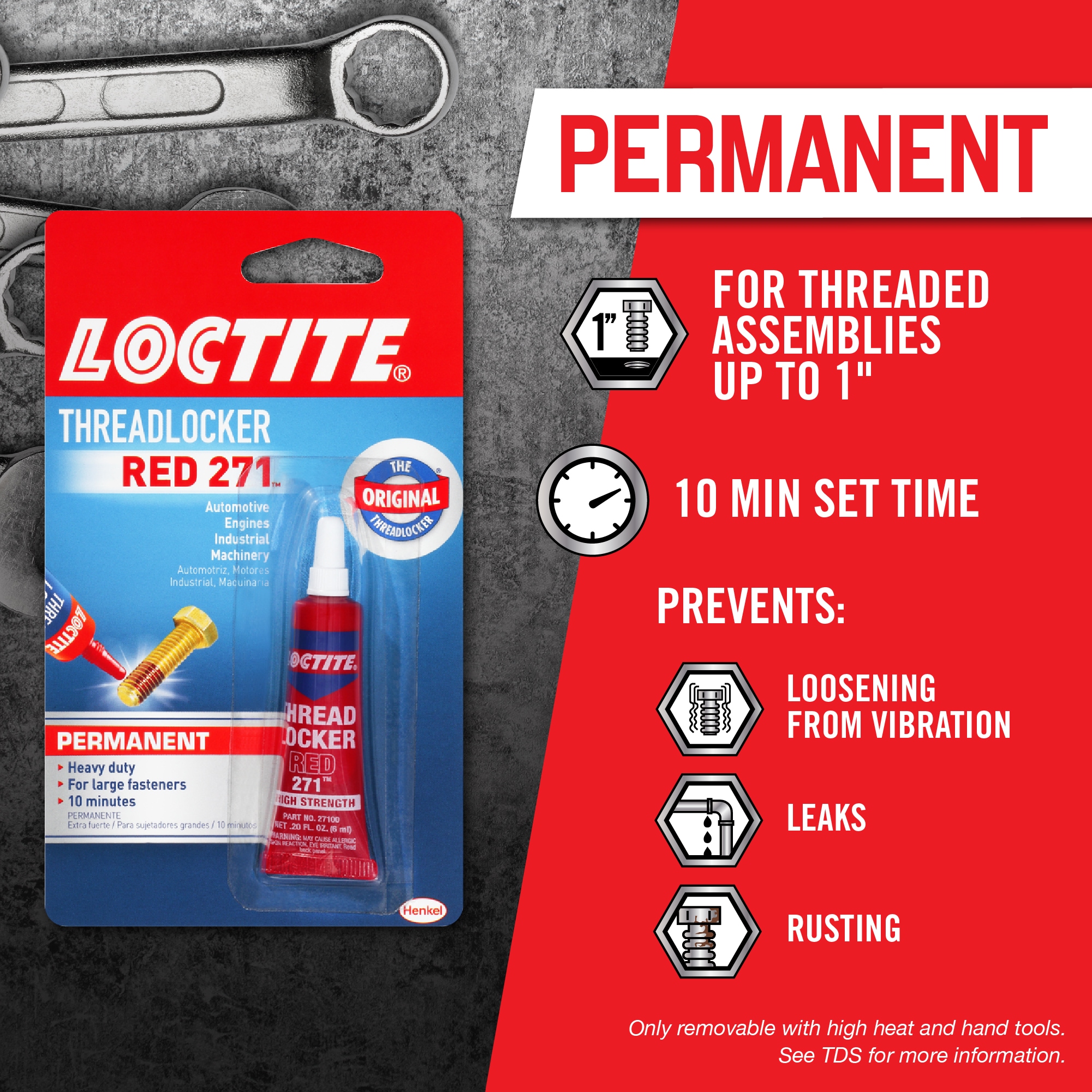 LOCTITE Threadlocker Red 271 0.2-fl oz Automotive and Equipment Specialty  Adhesive in the Specialty Adhesive department at