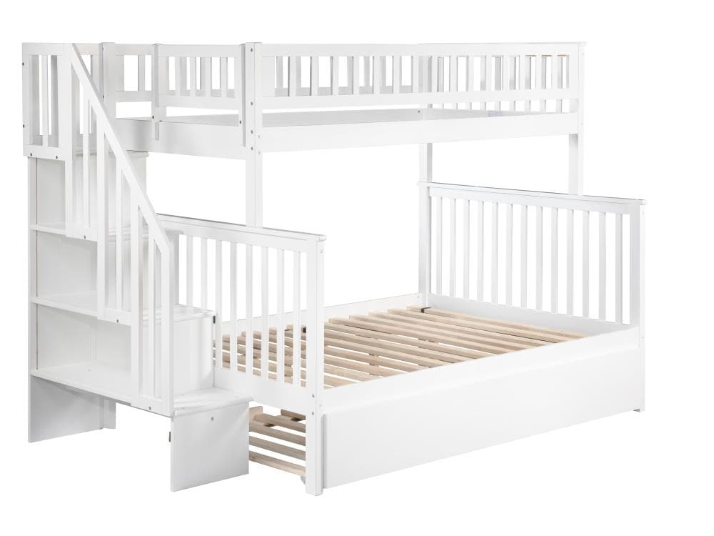 Atlantic Furniture Woodland Staircase, Twin Over Full Bunk Bed With Bookcase