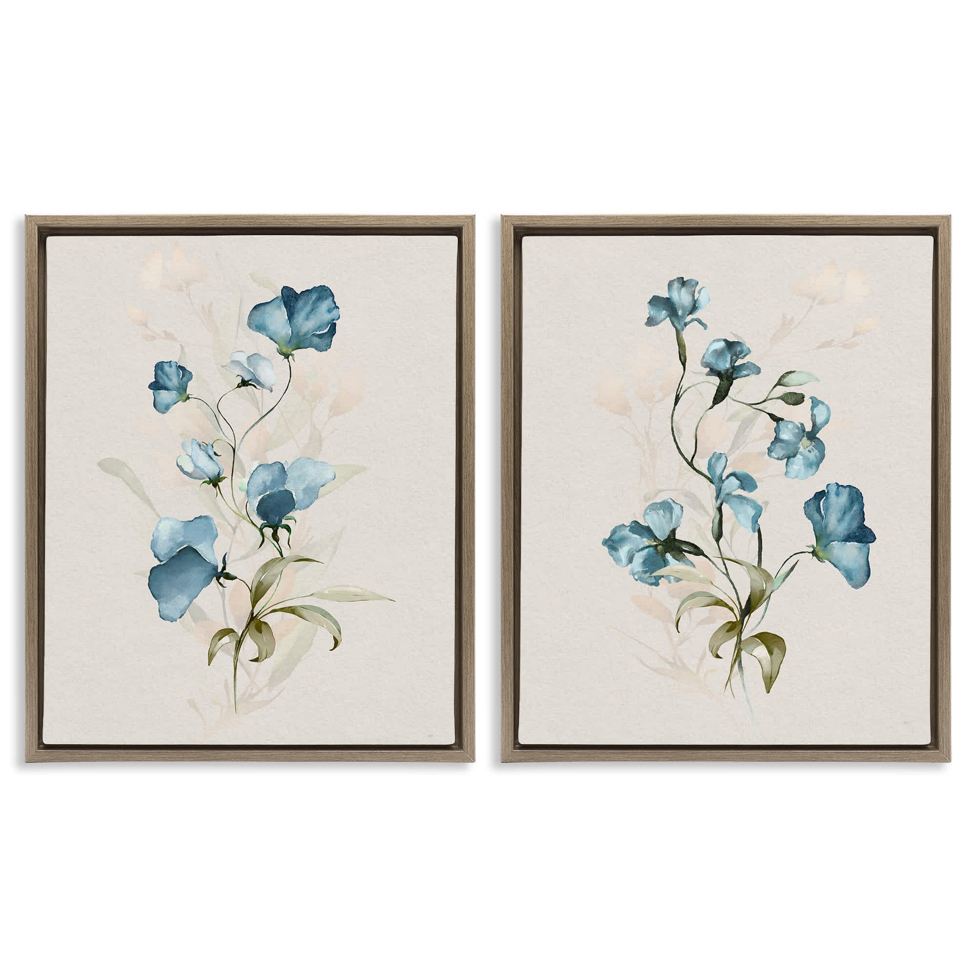 Stupell Industries B2-727-FFE-2PC-16X20 Blue Botanical Herbs 2pc Floating Frame Set design by Susan Jill