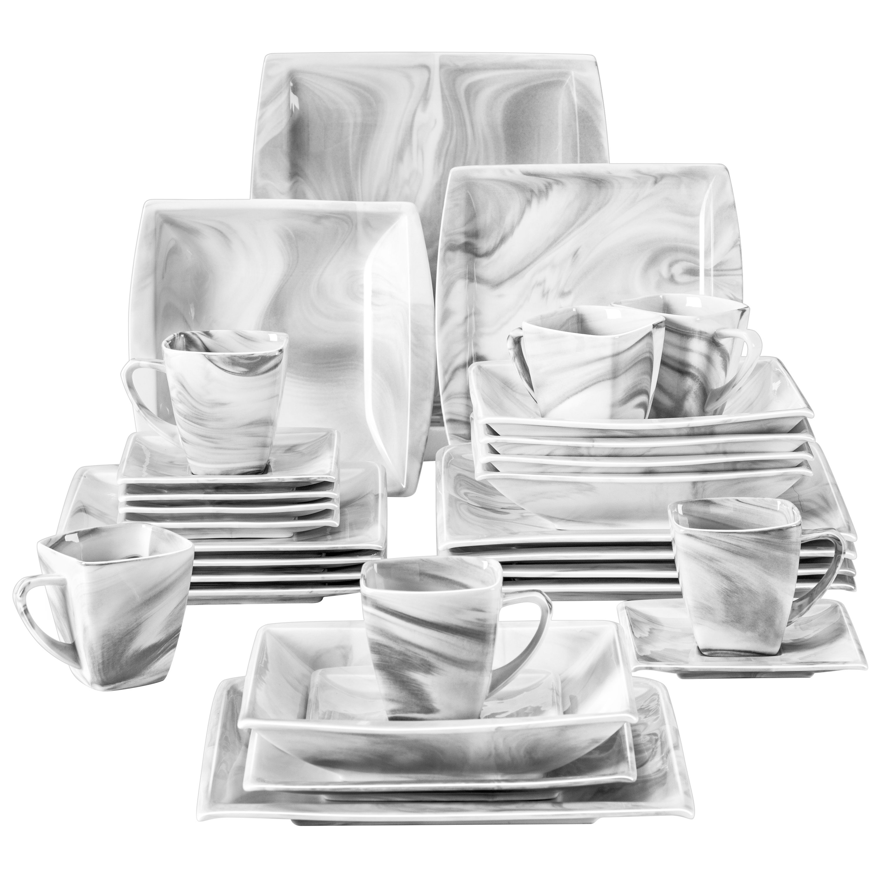 MALACASA Series Blance 18-Piece Ivory White Porcelain Dinner Set