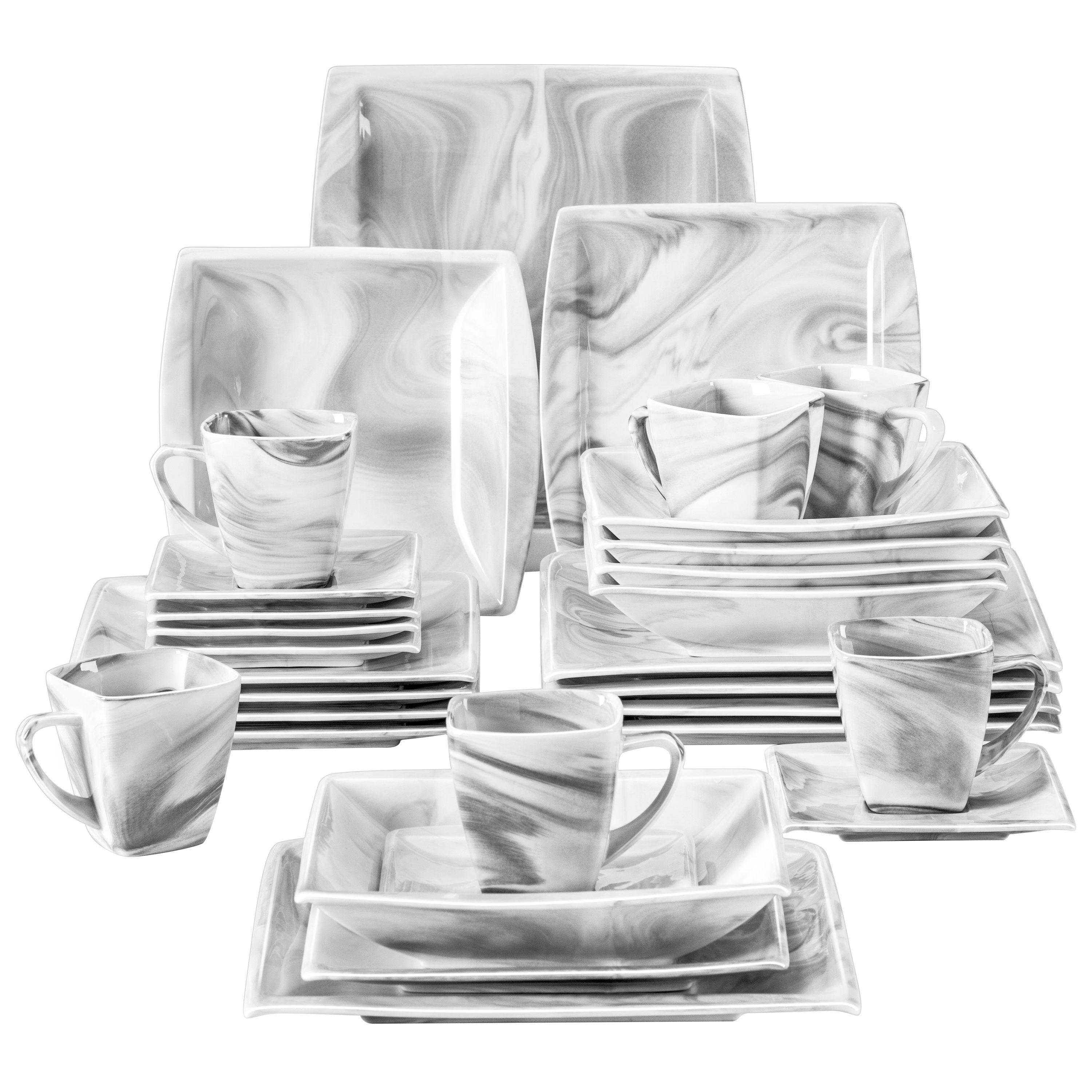 MALACASA 30-Piece White Porcelain Dinnerware in the Dinnerware