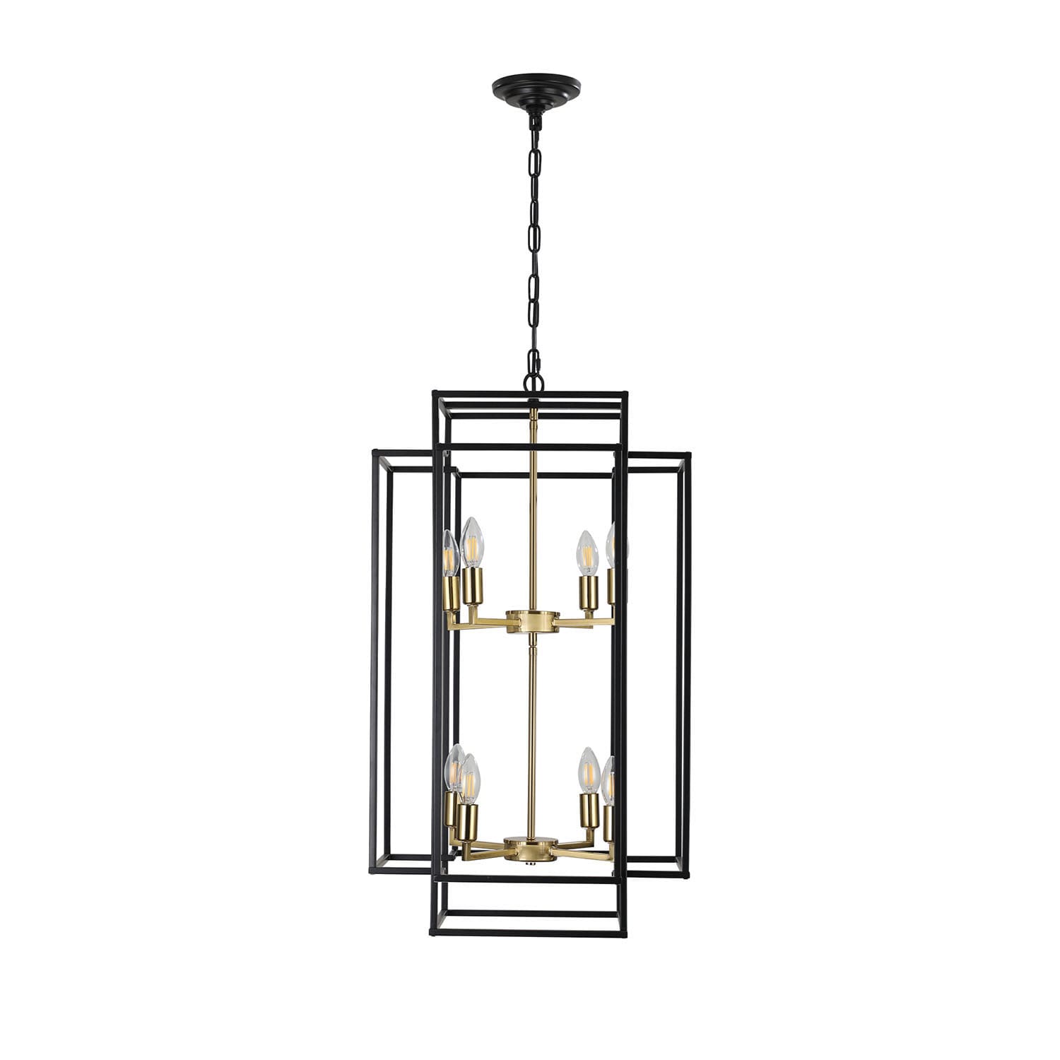 SINOFURN SYB510001OK 8 -Light Black Farmhouse Bare bulb For Use in Dining Rooms, Foyers, Living Rooms Chandelier