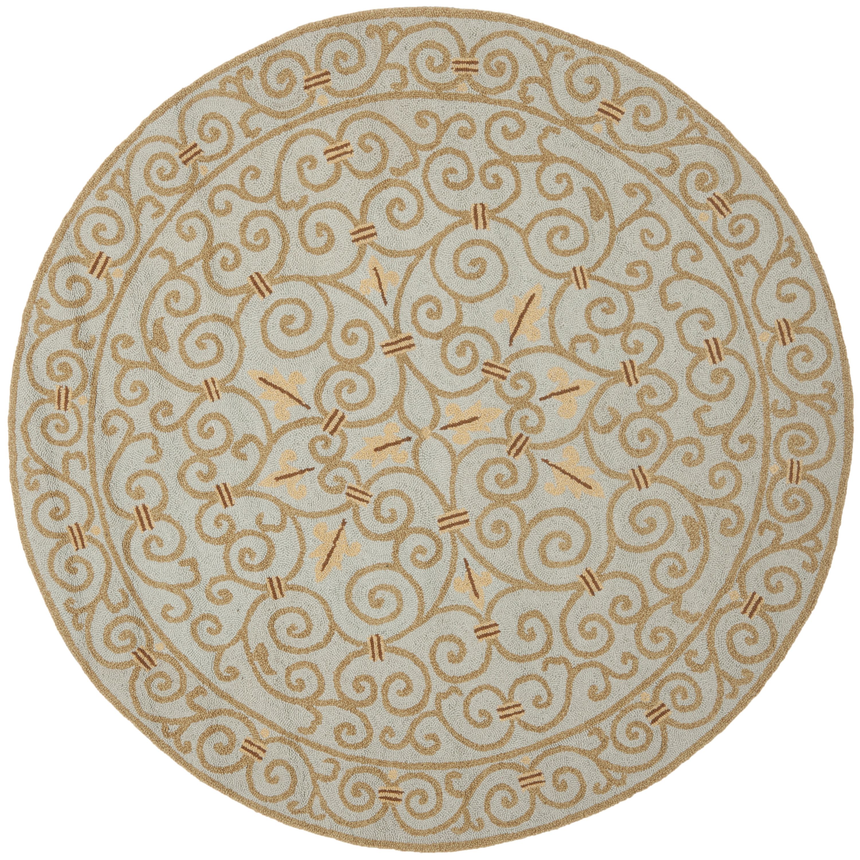 Safavieh HK11L-5R Chelsea Iron Gate 5 x 5 (ft) Tufted Wool Light Blue Round Indoor Abstract Farmhouse/Cottage Area rug