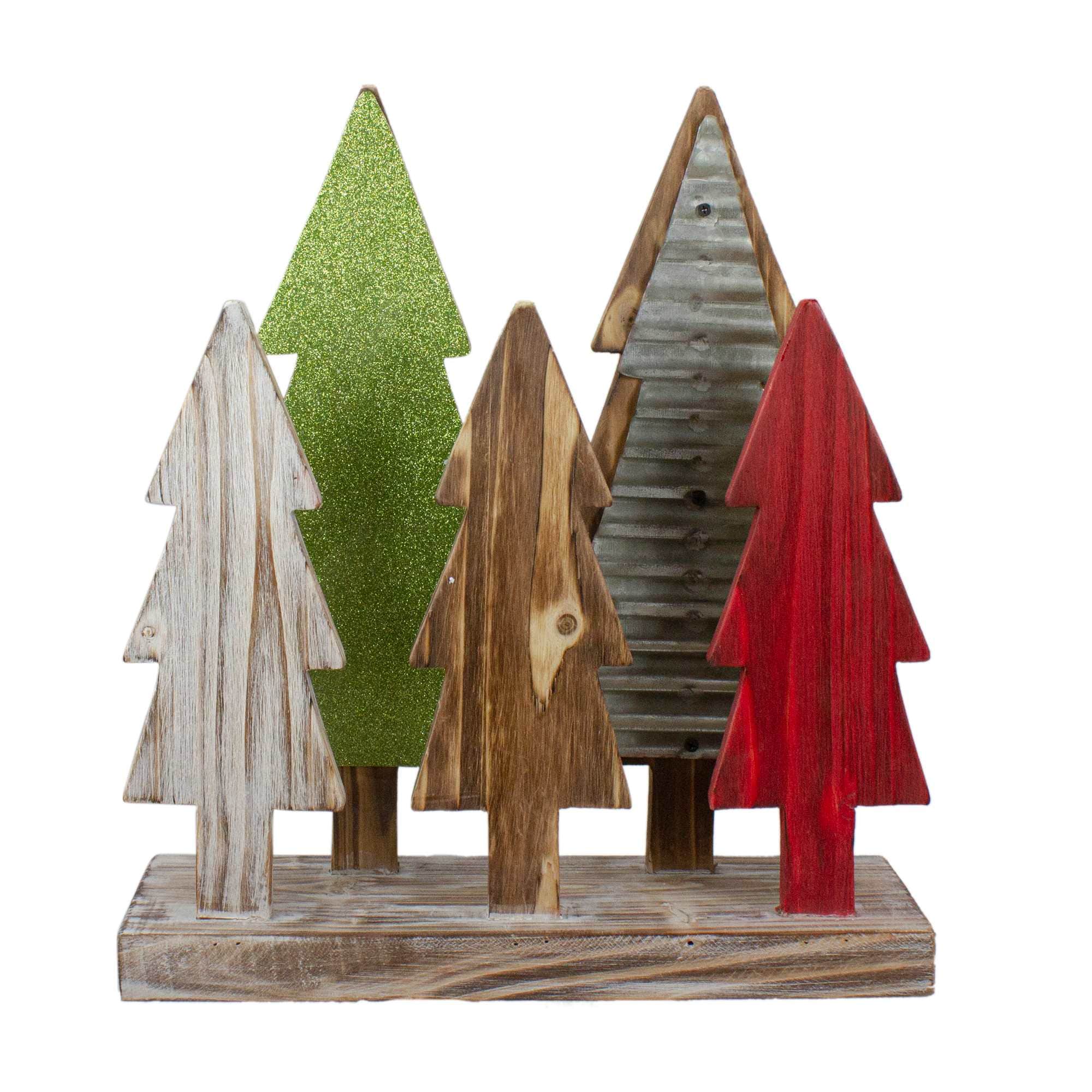 Northlight Christmas Wooden Pine Tree Silhouettes - 15 inch - Multi-color