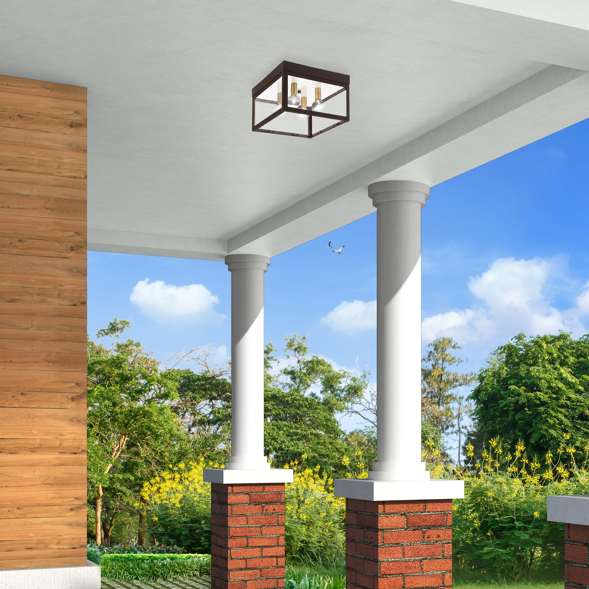 Bronze Nyack Clear Glass 4-Light Outdoor Ceiling Mount