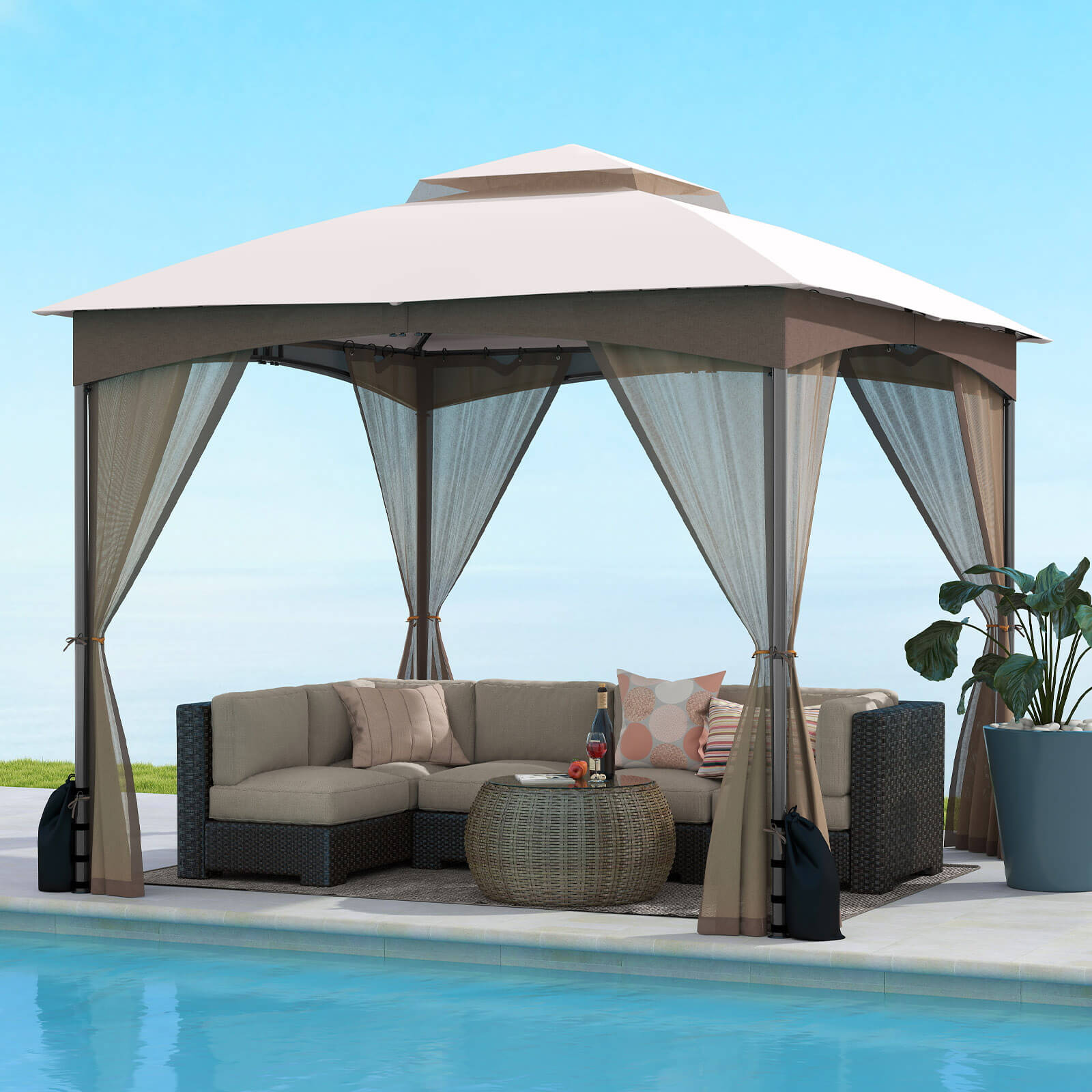 Costway HCST08296 Wood-Resin-Gazebos - View #9
