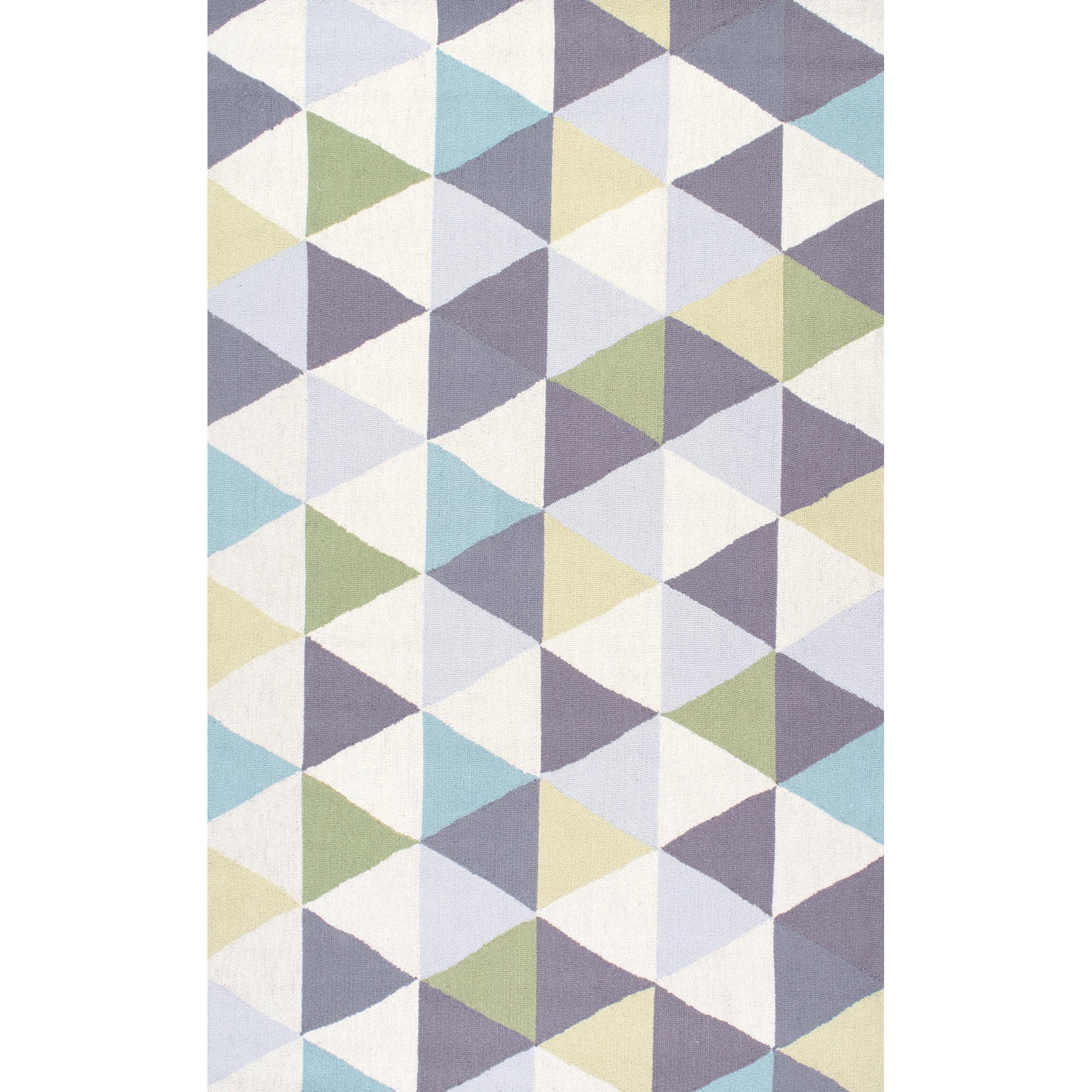 nuLOOM HJHK110A-2608 Bianca 2 x 8 (ft) Hooked Wool Green Rectangular Indoor Geometric Runner rug