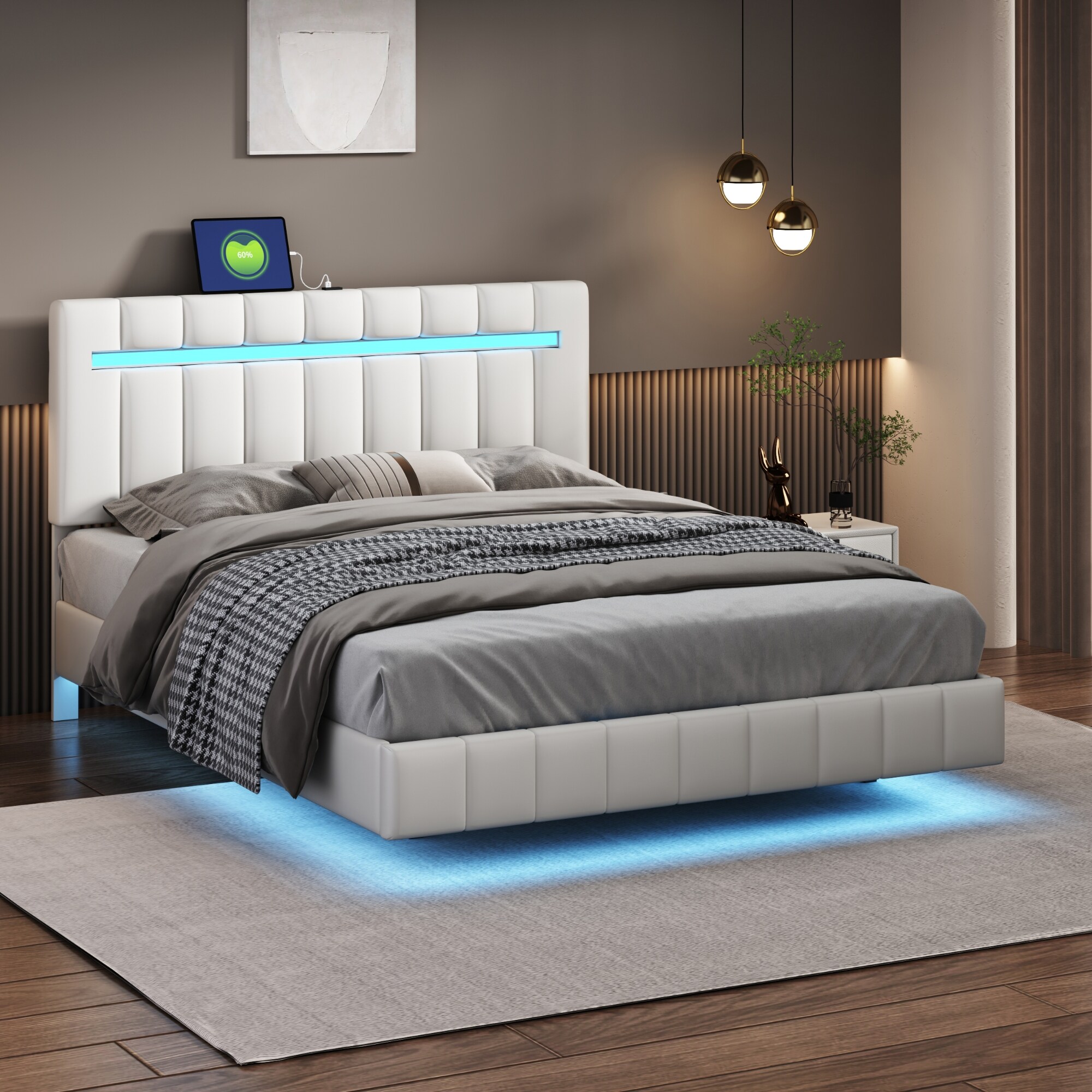 ModernLuxe L-WF309338AAK White Queen Wood Platform Bed