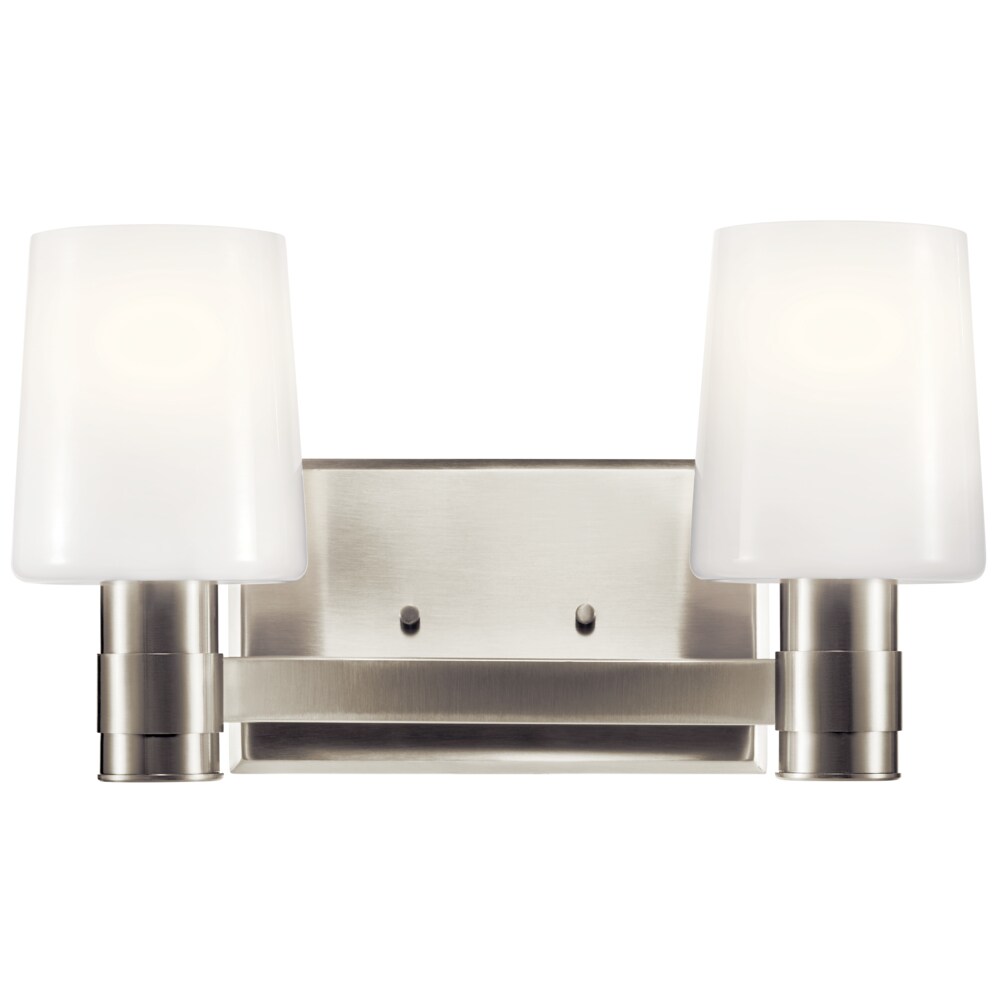 Brushed Nickel 2-Light Vanity Light with Opal Glass Shade