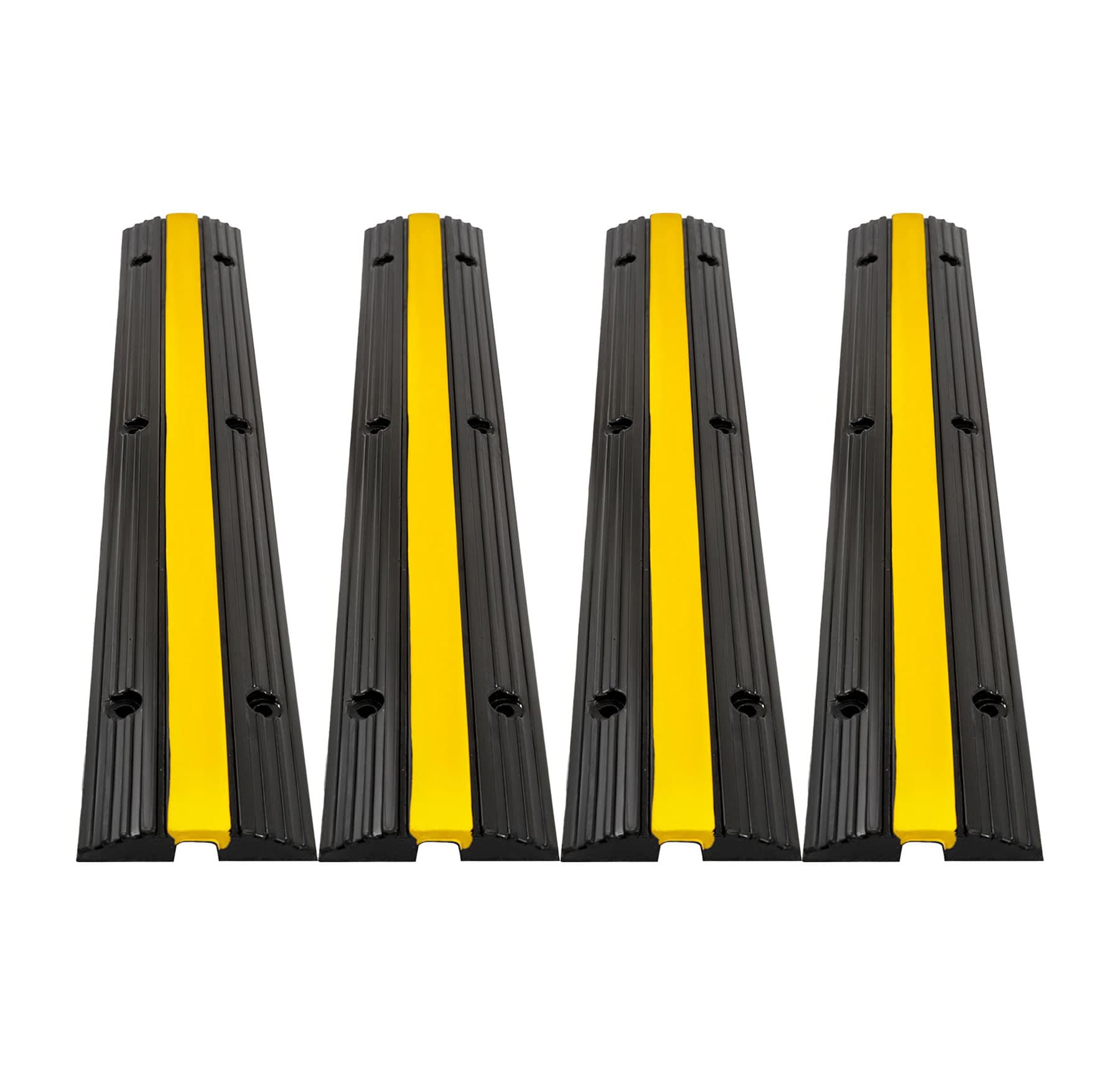 Aoibox  CXRCY Cable Protector Ramp 4 Pack of 1 Channel Rubber Hose Ramp 22046Lbs Capacity Heavy Duty Speed Bumps Hose Cord Protector Ramps