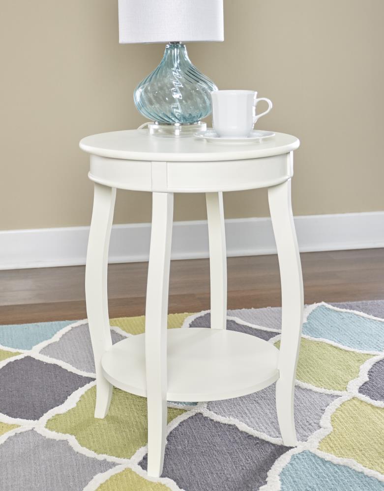 Powell White Wood Round End Table in the End Tables department at Lowes.com